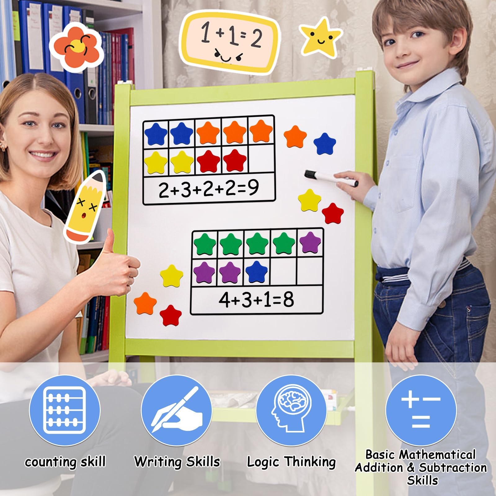 LOOIKOOS Magnetic Ten-Frame Math Set for Kids - Classroom & Homeschool Learning Toys