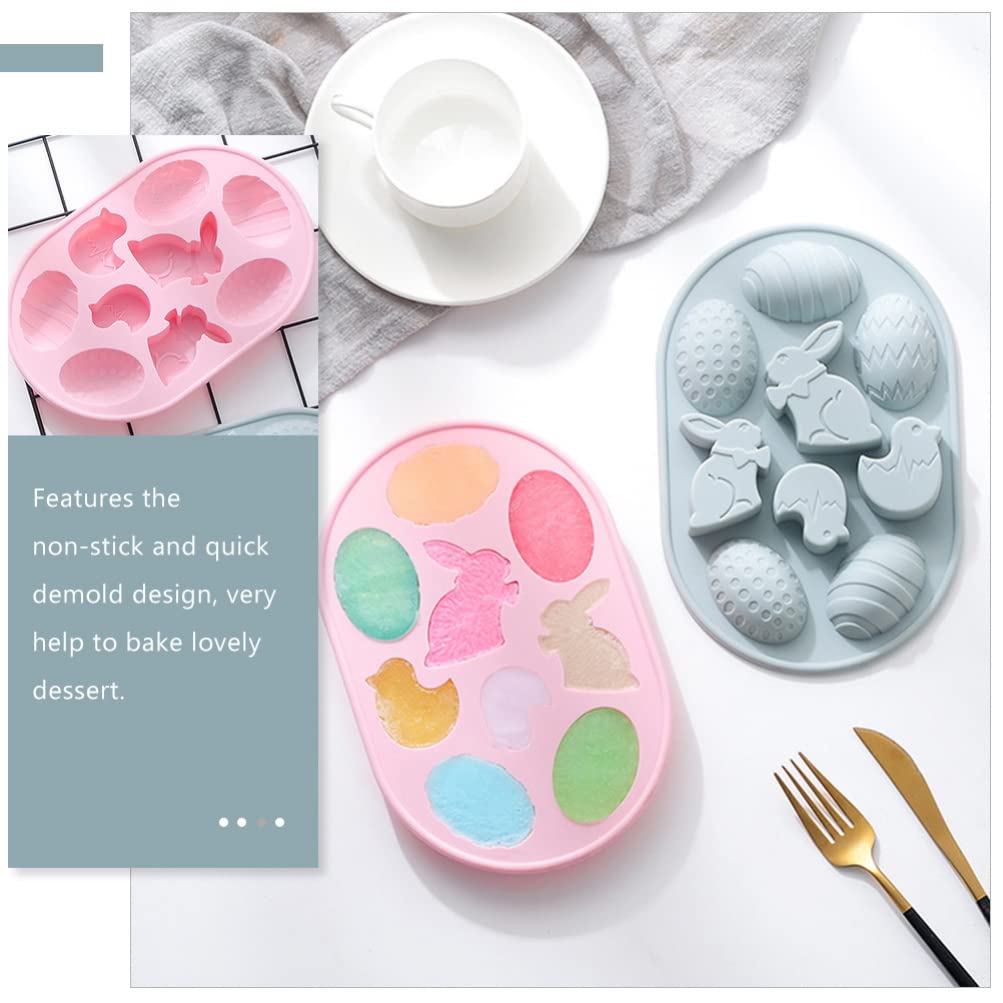 2pcs Bunny Shaped Silicone Cake Molds for DIY Baking - Egg Design Chocolate & Cake Molds - Creative Baking Supplies for Easter, Birthdays & Party Decorations