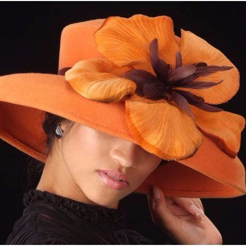FW1114 Women's Burnt Orange Winter Felt Hat - Warm & Stylish Cold Weather Accessory for Outdoor Activities, Snow Trips & Fashion Outfits