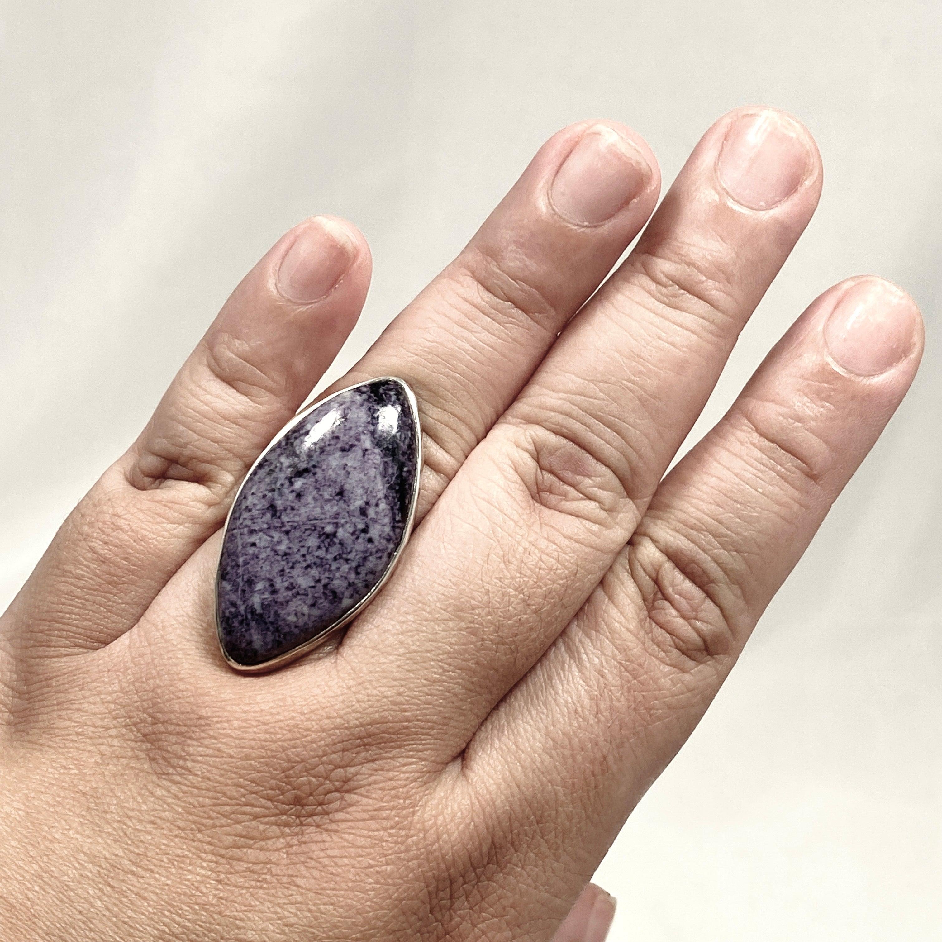 Kammererite Marquise Ring with Hammered Band - Size 11 KRGJ3142 - Elegant Statement Jewelry for Weddings & Special Occasions