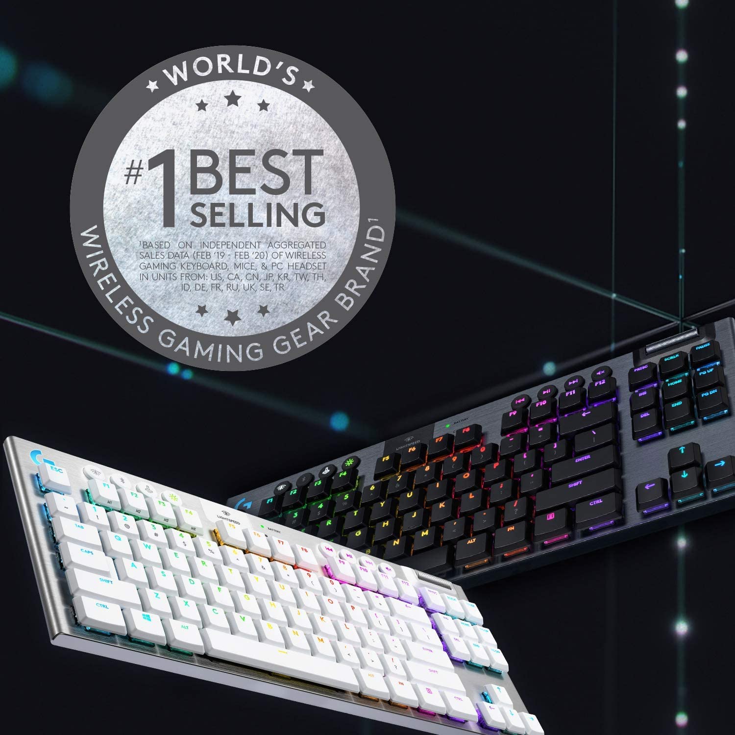 Logitech G915 TKL Wireless Mechanical Gaming Keyboard - Tenkeyless Design, Low Profile Switches, LIGHTSYNC RGB Backlighting, Bluetooth & Lightspeed Wireless - Tactile (Renewed) for PC/Mac Gaming & Office Work