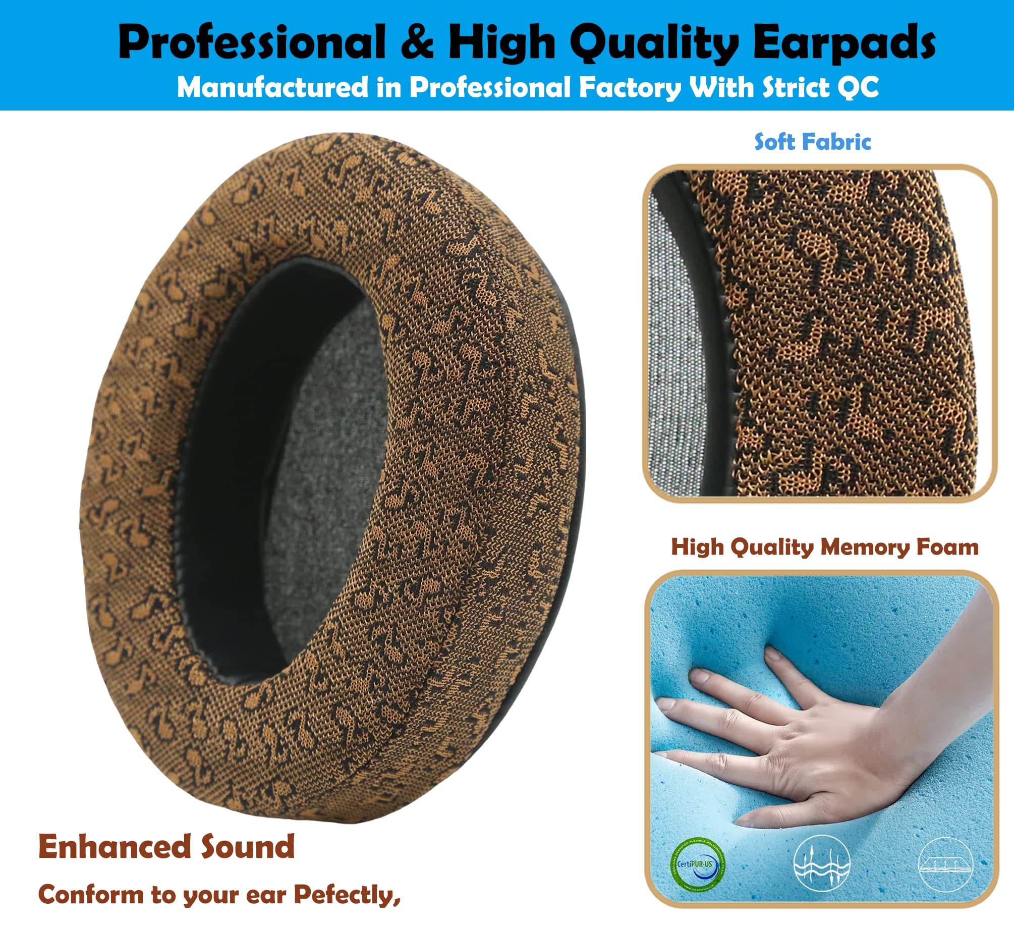 Premium Replacement Ear Pads for Audio-Technica M40X M50X MSR7, Fostex T50RP, Sony MDR 7506 & HyperX Cloud Alpha Headphones - Soft Memory Foam Cushions for Enhanced Comfort During Gaming, Music & Studio Sessions