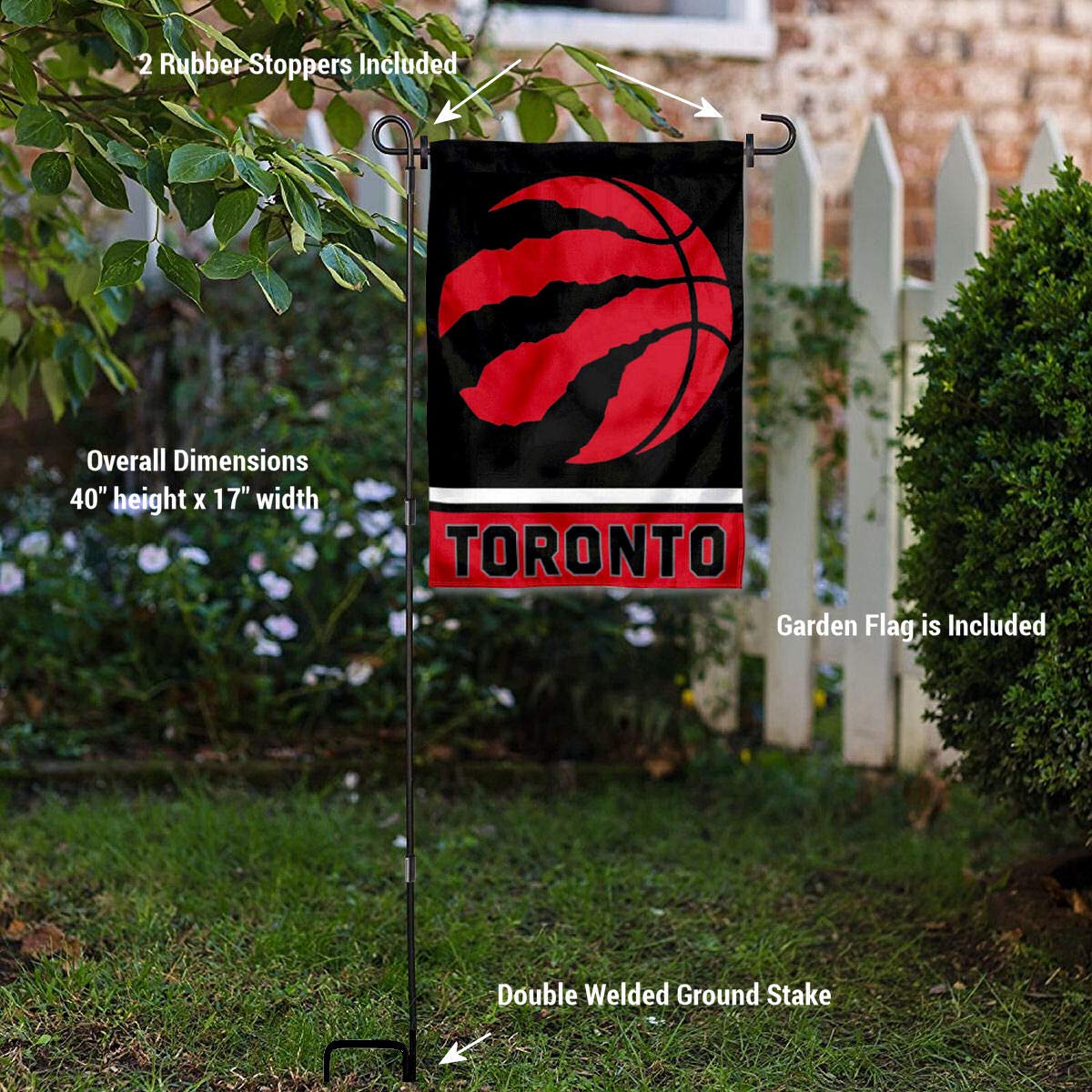 Toronto Raptors Garden Flag with Stand Holder - NBA Team Outdoor Decor for Yard, Patio & Game Day Celebrations