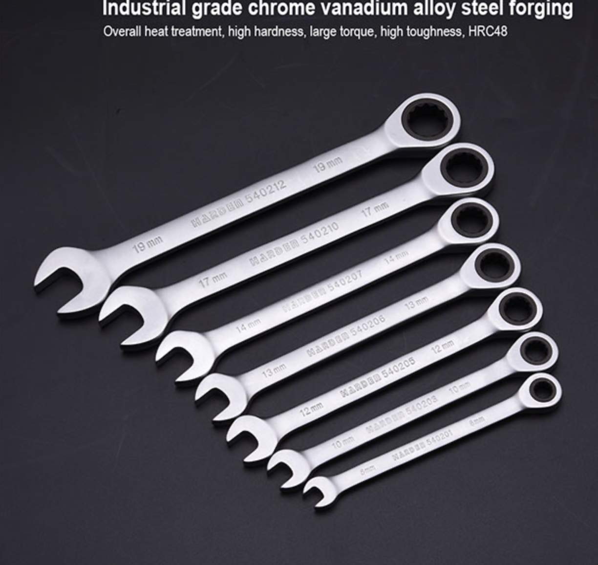Edward Tools 7-Piece Metric Ratcheting Wrench Set - Forged Chrome Vanadium Steel (8mm-19mm) - 72-Tooth Ratchet Head - Perfect for Automotive Repair, Plumbing & DIY Projects