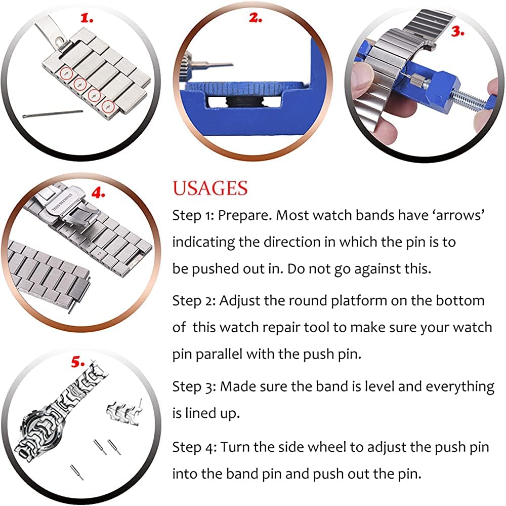 Premium Watch Band Link Remover Tool Kit with 12 Extra Pins - Professional Watch Strap Adjuster for Resizing & Repair - Perfect for Apple Watch, Rolex, Omega & Other Luxury Watches (Ideal for Watch Repair Shops & DIY Enthusiasts)