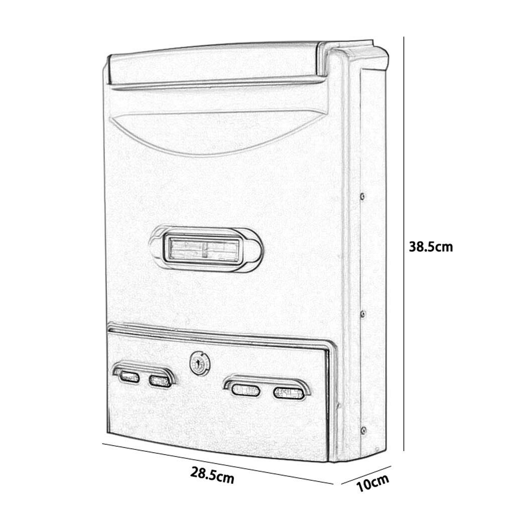 Waterproof Outdoor Mailbox - Black & Gold Wall Mount Letter Box with Lock, Rustproof & Weatherproof for Home, Garden, Apartment - Perfect for Mail, Packages, Newspapers & Secure Document Delivery