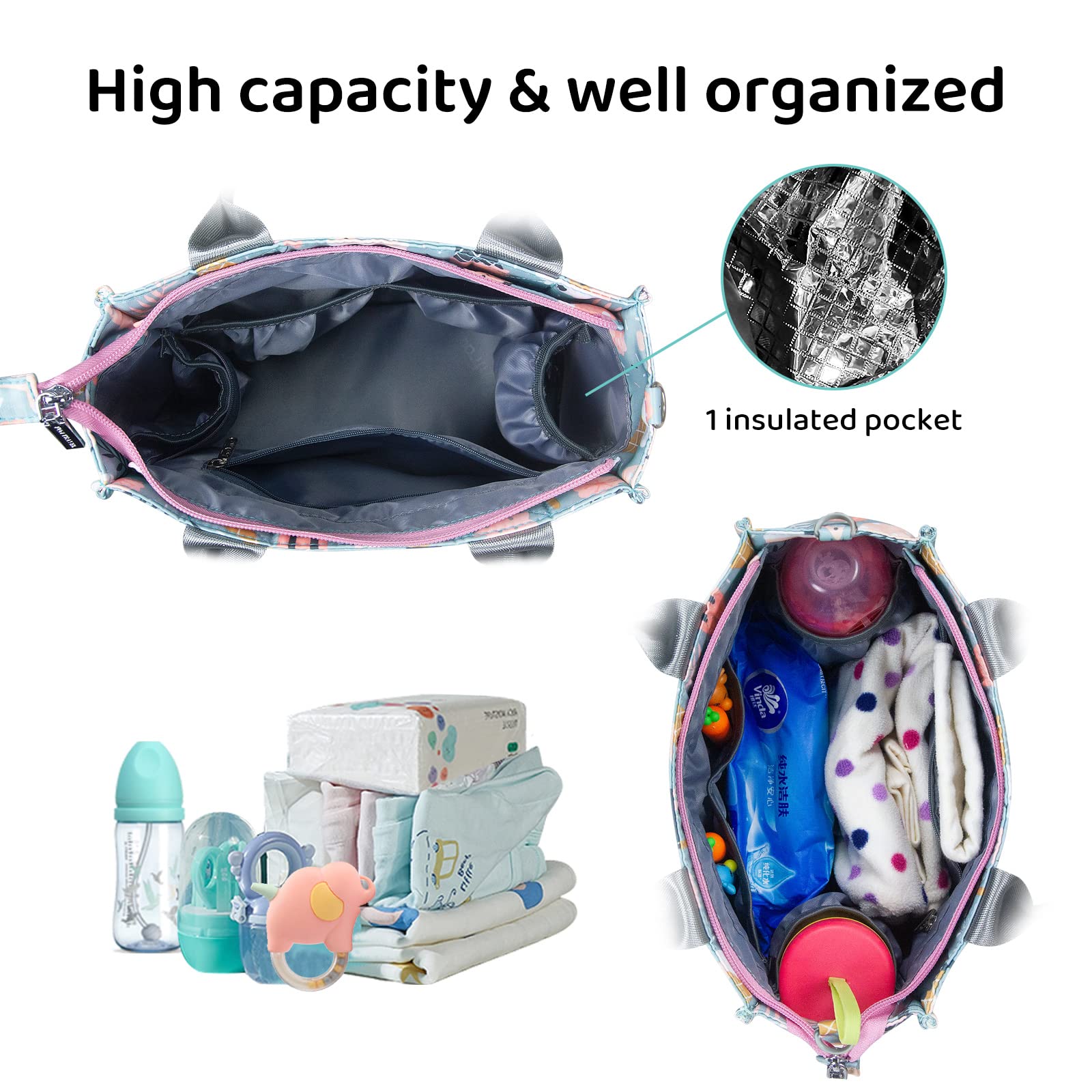 Waterproof Small Diaper Bag for Travel - Mini Crossbody Tote with Multiple Pockets | Lightweight Baby Essentials Organizer for Moms | Perfect for Daycare, Shopping & Family Outings (Cartoon Dessert Design)