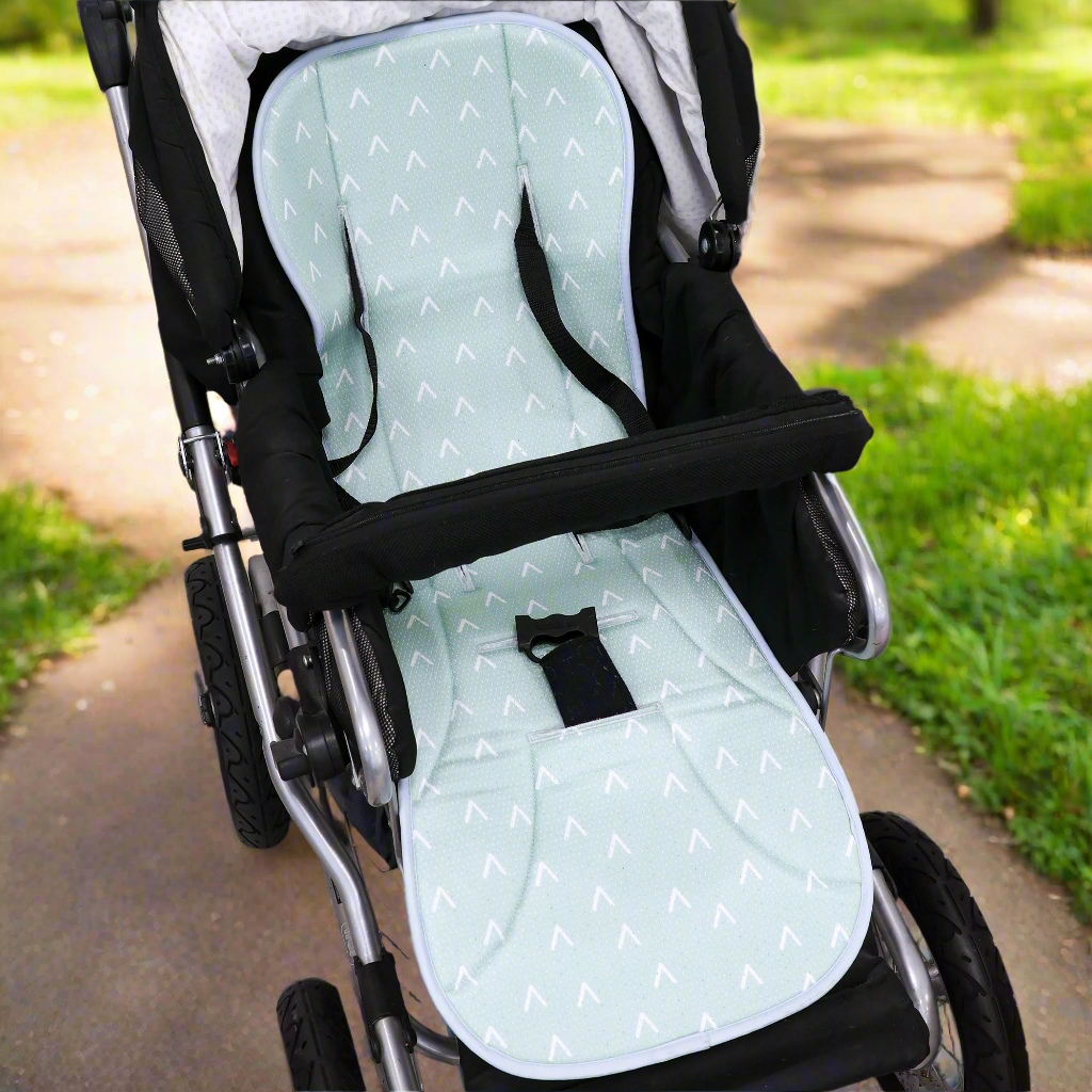 Nordic AIR+ Reversible Baby Stroller Liner - Breathable Sky Blue & Mint Green Pram Cushion for Newborns & Toddlers | Perfect for Strollers, Carriers & Shopping Carts