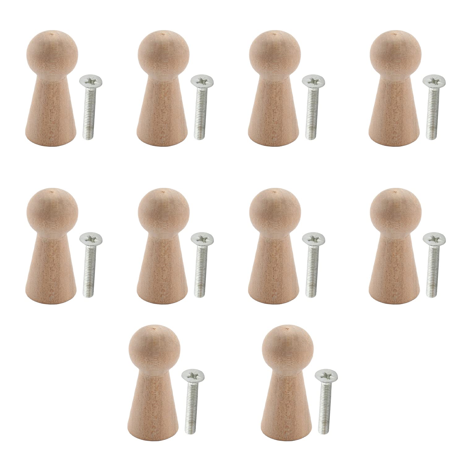 Vintage Wooden Coat Hooks Wall Mount - Handmade Single Organizer Hangers, Pack of 10 - Perfect for Entryway, Bedroom, Bathroom & Closet Organization