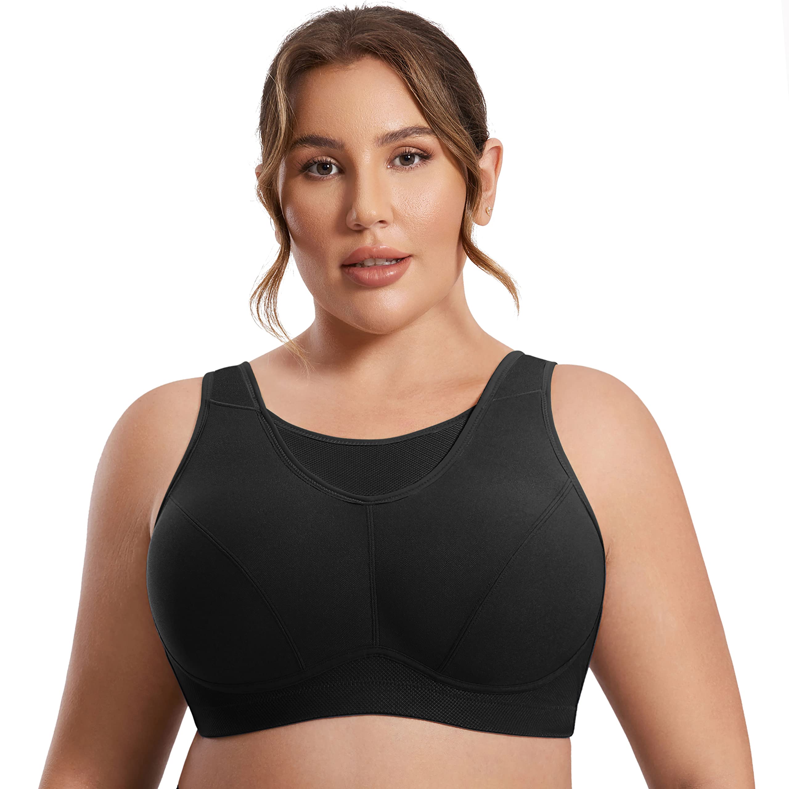 SYROKAN Women's Plus Size High Impact Sports Bra - Wirefree Full Figure Workout Bras for Running, Yoga & Gym - Comfortable Support for Large Busts