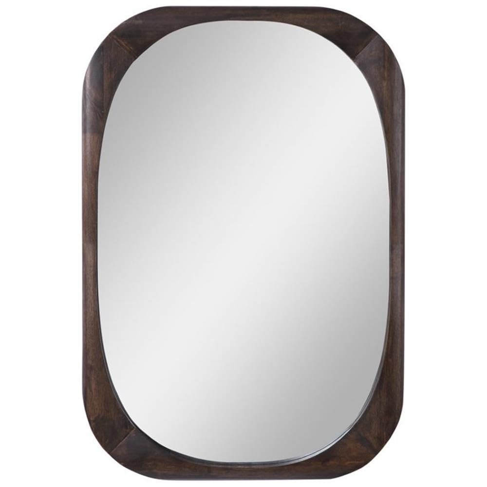 MAKLAINE Mid-Century Dark Brown Wall Mirror - Vintage Style Decorative Mirror for Living Room, Bedroom & Entryway