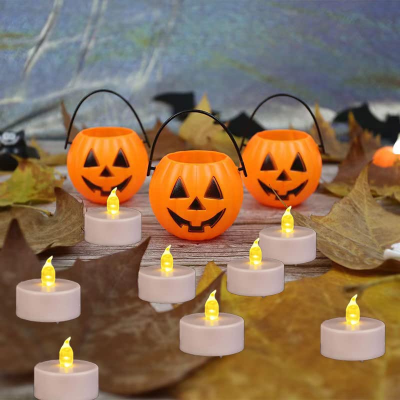 Hanzim 50-Pack LED Tea Light Candles - 100 Hours Battery Operated Flameless Candles with Realistic Flickering Effect, Warm White for Wedding, Party, Halloween, Christmas Decorations & Home Ambiance Lighting