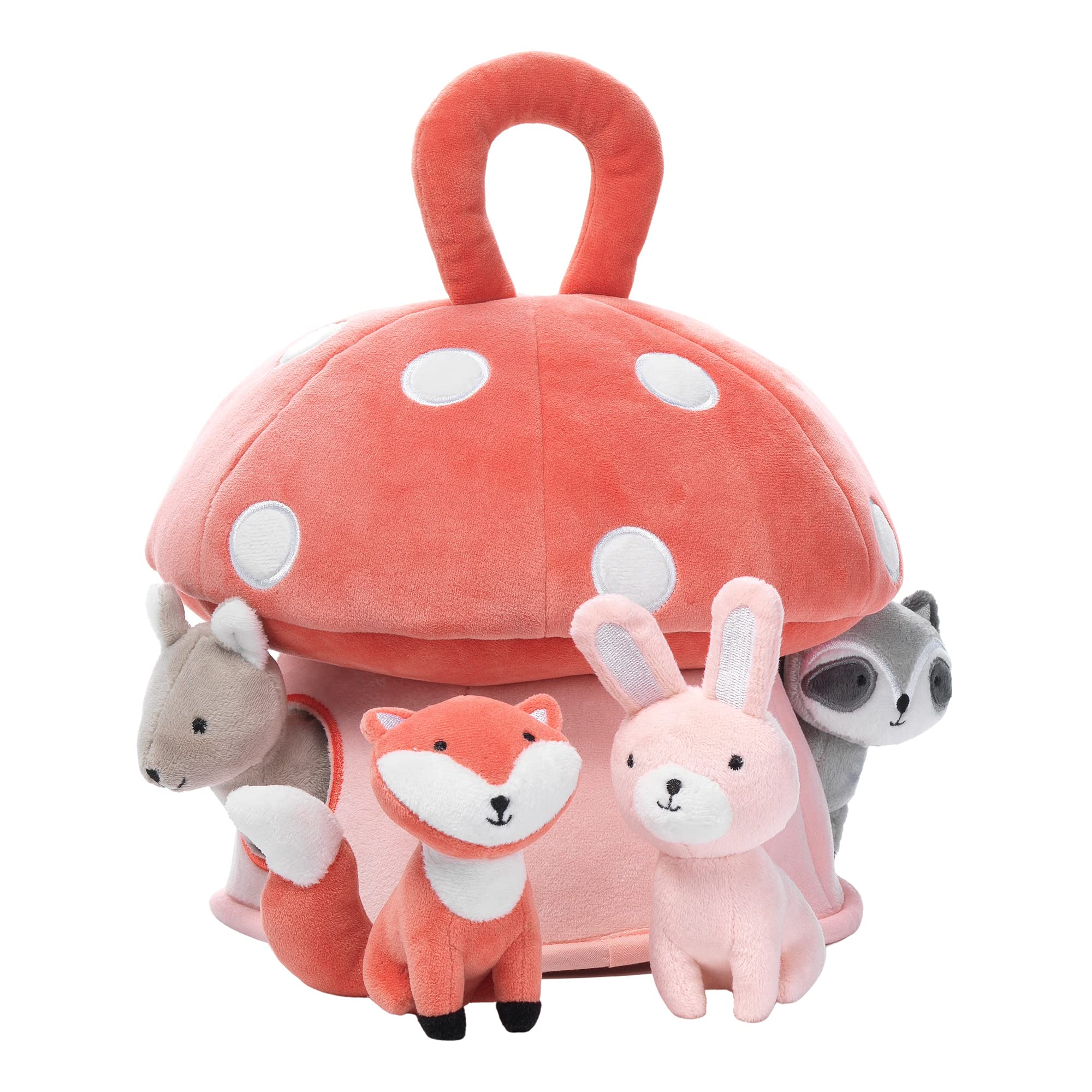 Lambs & Ivy Interactive Plush Mushroom House with Stuffed Animal Toys - Soft Playhouse for Kids, Toddler Gift & Nursery Decor - Perfect for Imaginative Play & Bedroom Decorations