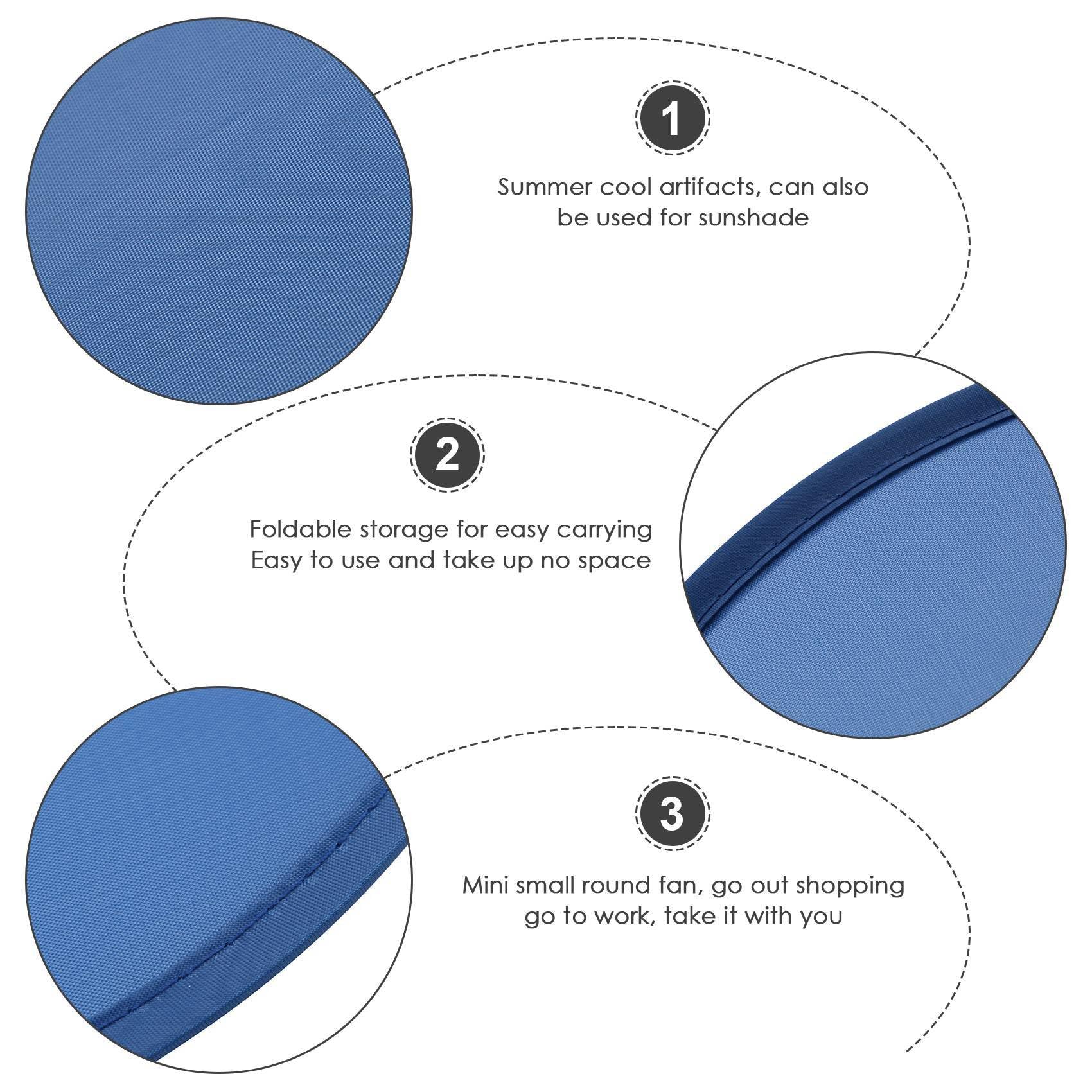 10 Pack Blue Round Folding Fans - Handheld Paper Fans for Cooling, Wedding Decor, Photo Props & Chinese Traditional Dance Accessories