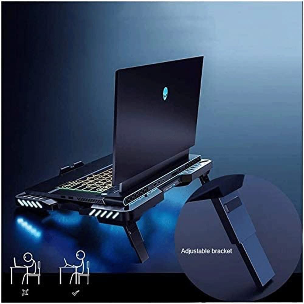 Best Laptop Cooling Pad with LED Lights - USB-Powered Quiet Cooling Fan for Gaming Laptops - Adjustable & Stable Laptop Stand - Perfect for Office Work, Gaming & Home Use