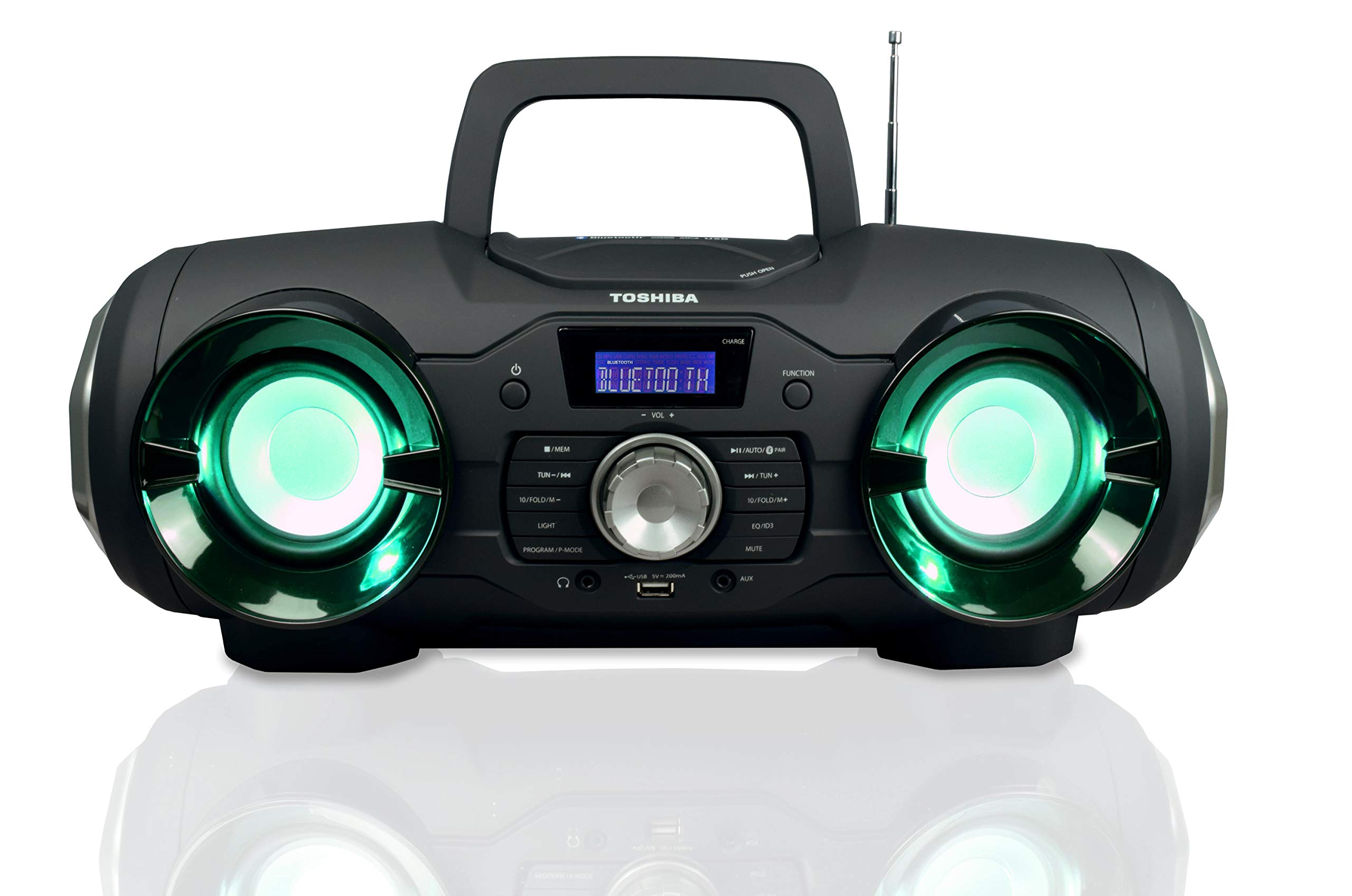 Toshiba TY-CWU510 Wireless Bluetooth Boombox Speaker - Portable CD Player with FM Radio, Remote Control, LED Lights & Powerful Bass - Perfect for Parties, Outdoor Gatherings & Home Entertainment