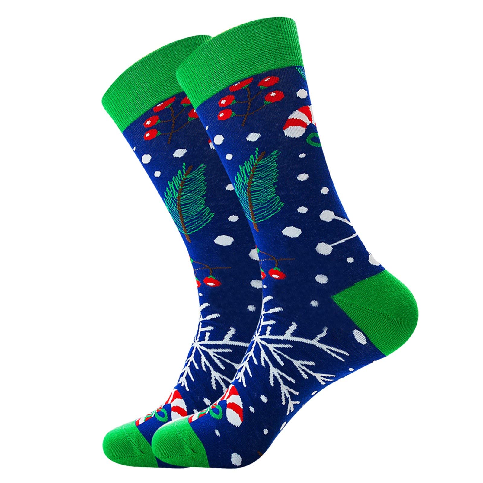 Santa Snowflake Cotton Compression Socks for Men - Warm Winter Crew Socks with Moisture-Wicking & Arch Support - Perfect for Christmas Gifts, Cold Weather & Daily Comfort
