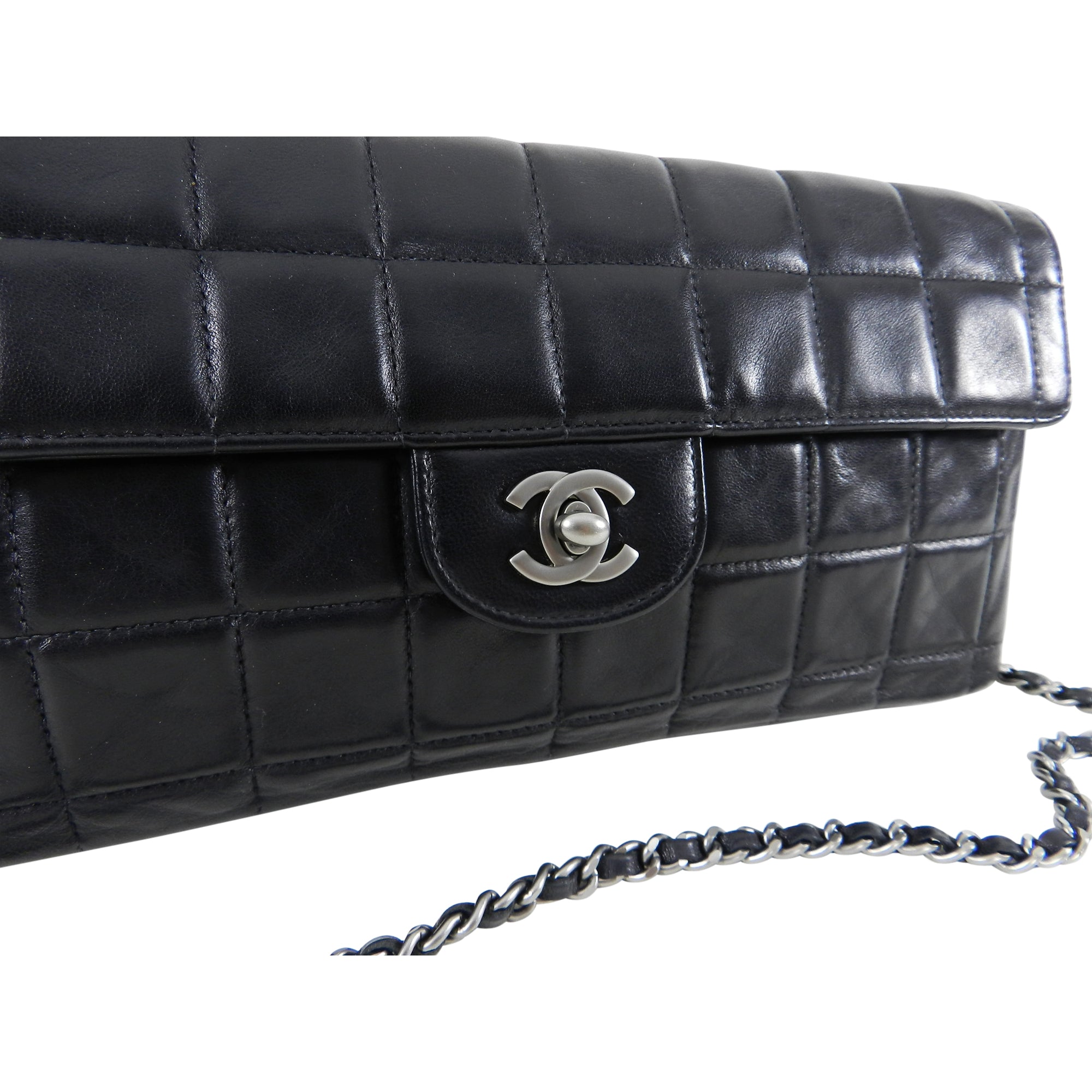Chanel Choco Bar Black Quilted East West Flap Shoulder Bag & Clutch - Luxury Crossbody Purse for Women, Perfect for Evening Parties & Date Nights