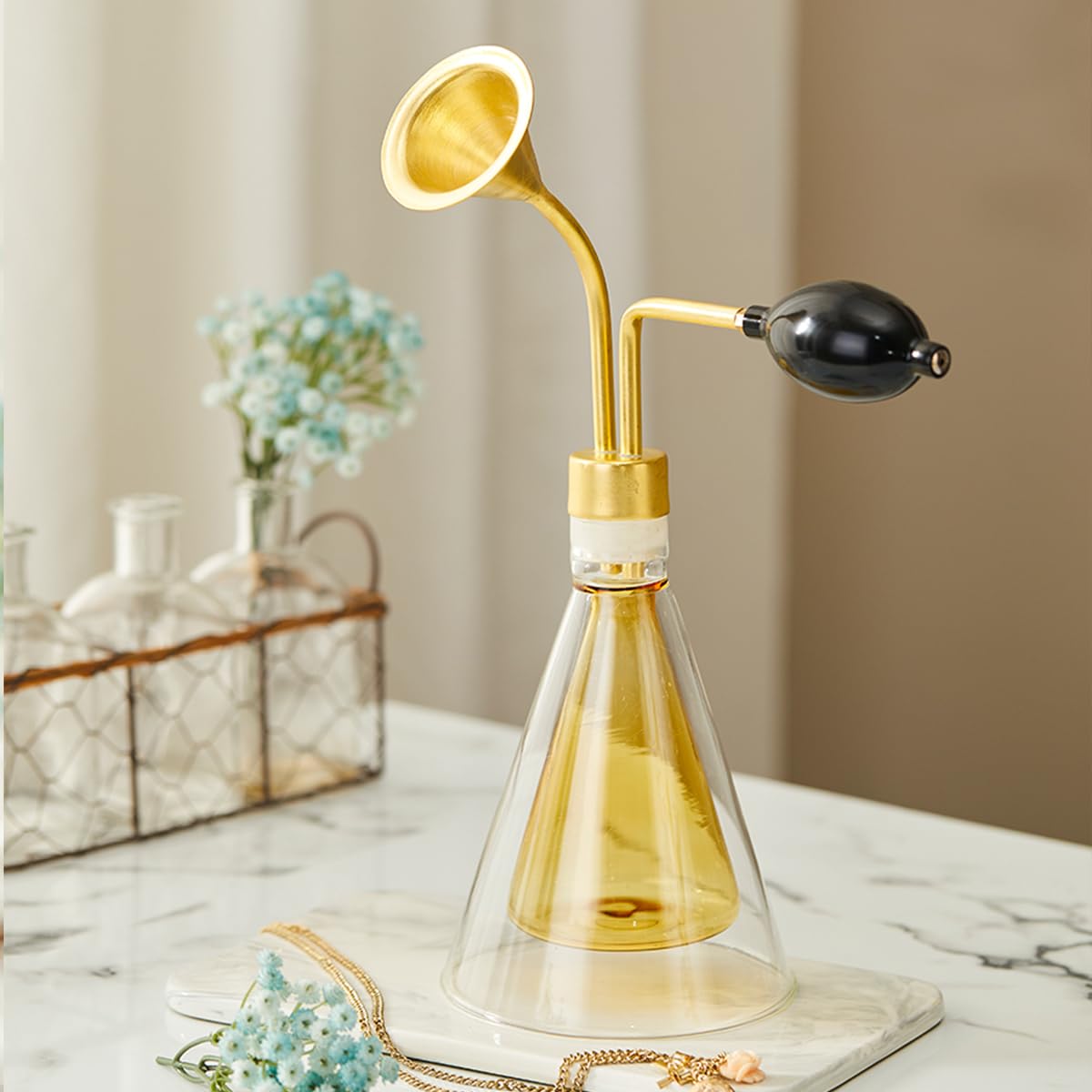 Premium Essential Oil Erlenmeyer Flask - Clear Glass Perfume Bottle for Fragrance Storage & Aromatherapy | Perfect for DIY Perfume Making, Home Scenting & Laboratory Use