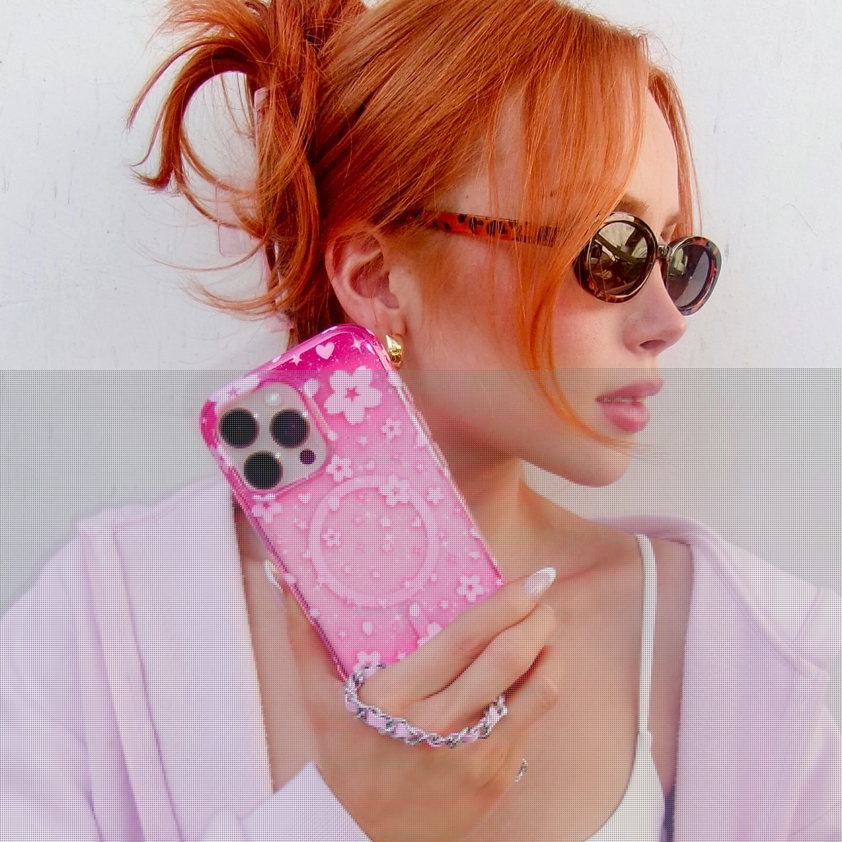 Pink Cherry Blossom Glitter iPhone Case - Cute Floral Design Shockproof Phone Cover for iPhone 14/13/12/11 Pro Max - Perfect for Spring Outfits & Gift Giving