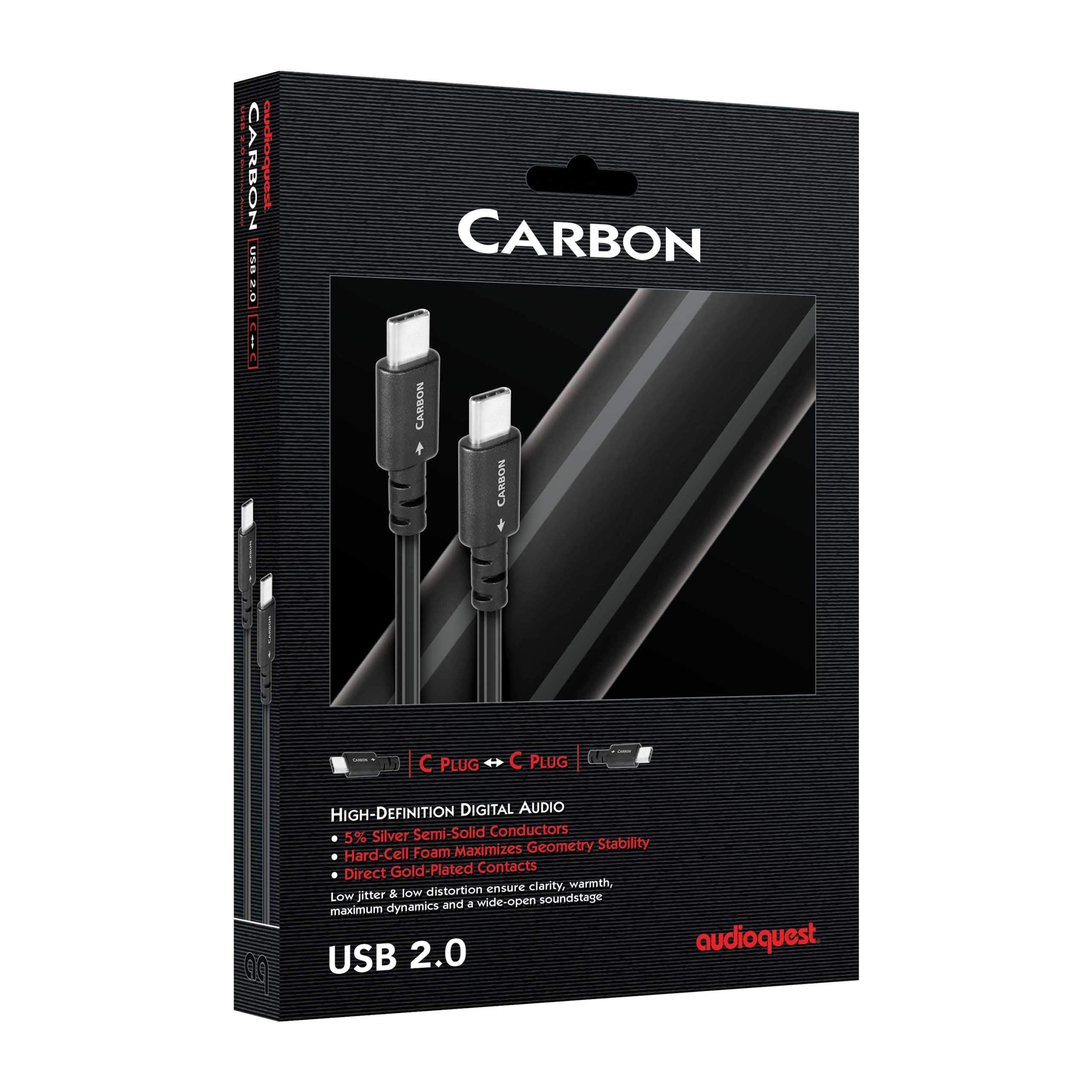 AudioQuest Carbon 1.5m USB-C to USB-C High-Speed Audio Cable for Hi-Res Music Streaming & Studio Recording