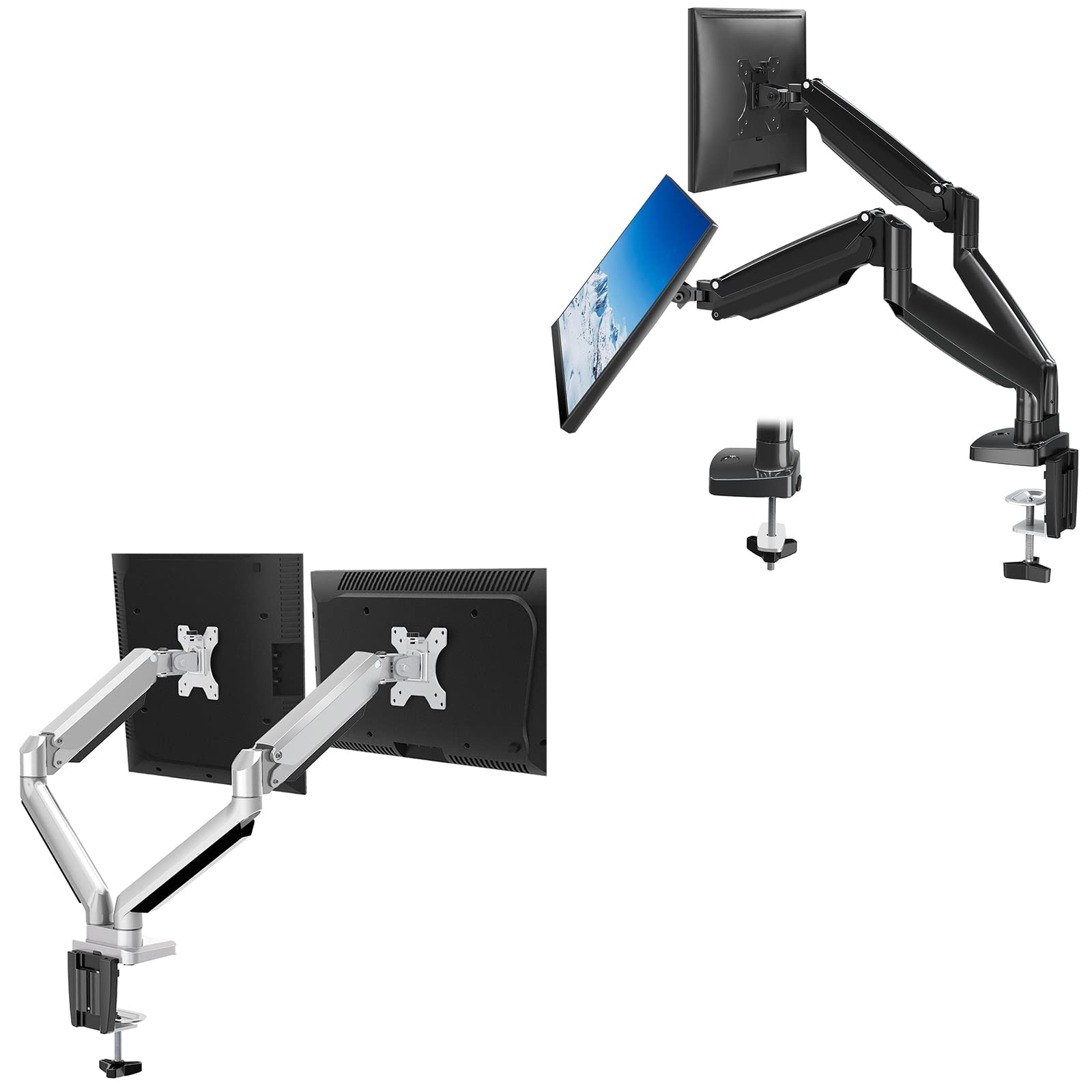 MOUNTUP Heavy Duty Dual Monitor Stand - Die-Cast Aluminum Monitor Arm for Ultrawide Screens | Ergonomic Desk Mount for Home Office & Gaming Setup