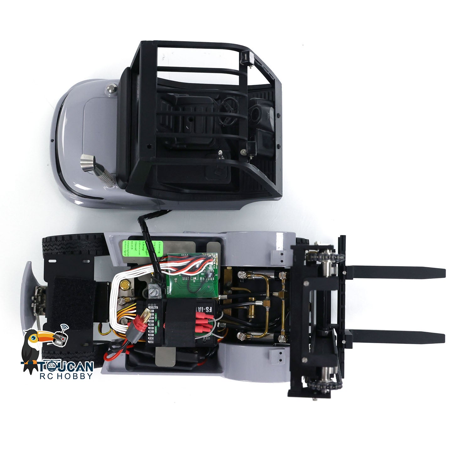 1/14 Scale Metal LESU Assembled & Painted RC Forklift Truck - RTR with Light, Sound, Motor, Servo & ESC - Includes Flysky FS Transmitter & Receiver - Perfect for Indoor/Outdoor RC Hobby, Construction Site Play & Collectors Display