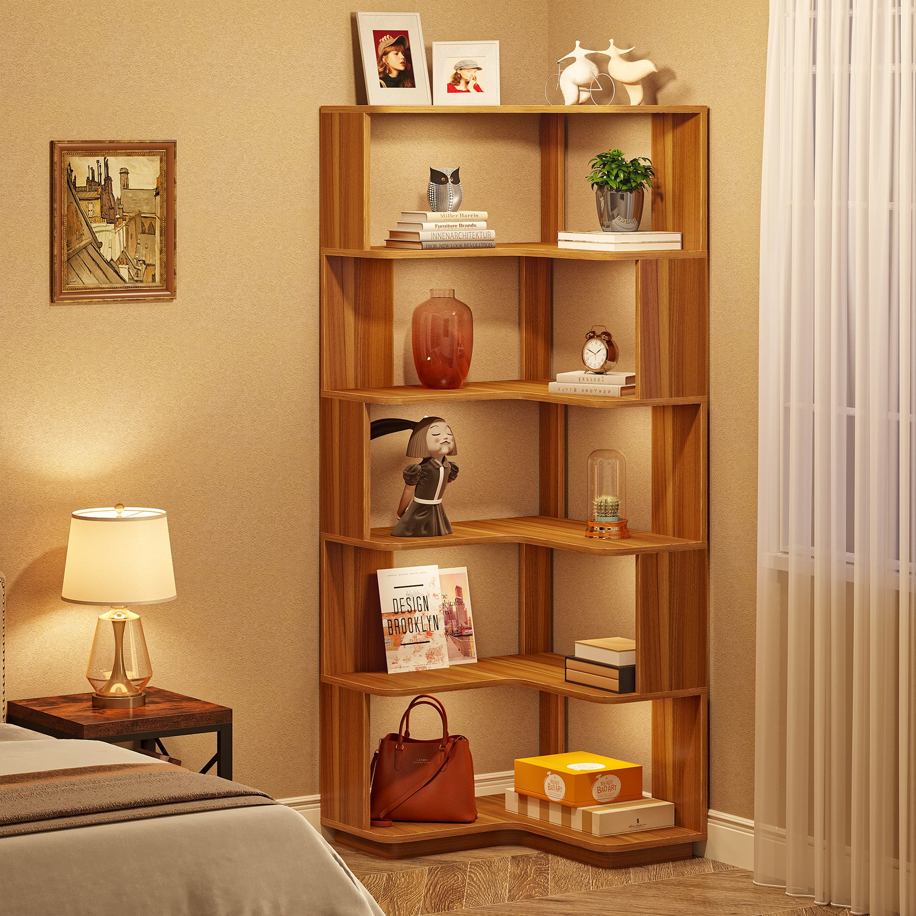6 Tier Corner Bookshelf, 64.96