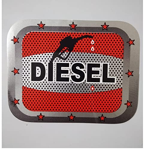 AUTONEST Diesel Car Fuel Lid Decal Sticker - Black, Red & Grey Square Badge (14.5cm x 14.5cm) for Renault Triber - Waterproof Vinyl Decal for Fuel Door Customization & Car Accessorizing