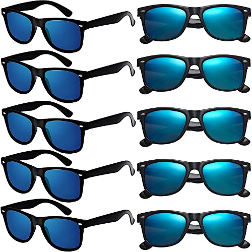 Black Frame+blue Mirror Lens 10 Pack