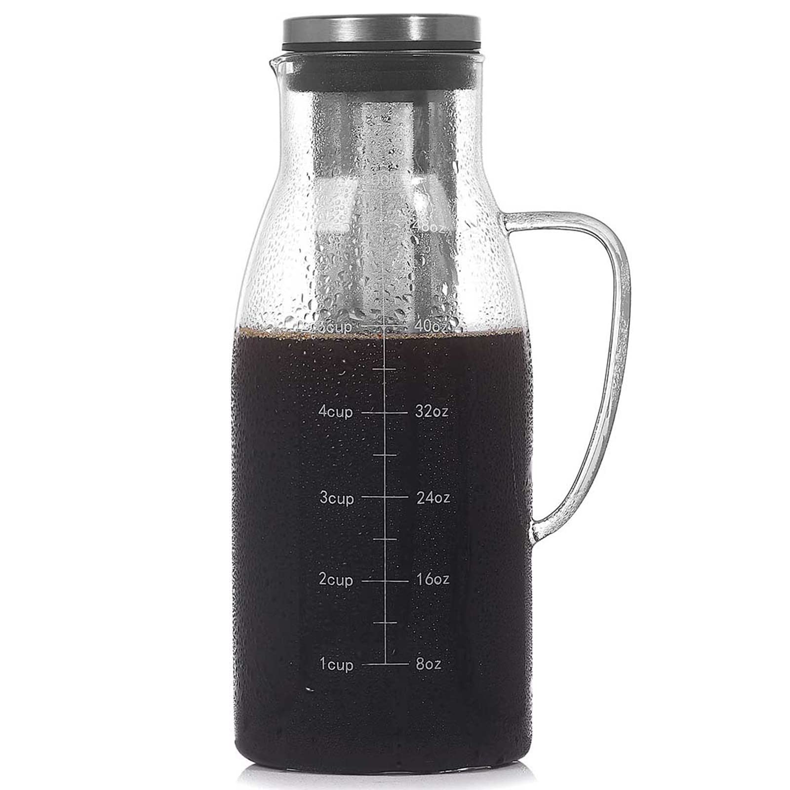 Premium 1.5L Cold Brew Coffee Maker & Iced Tea Pitcher - Hand-Blown Glass Carafe with Removable Stainless Steel Filter - Perfect for Home, Office & Outdoor Use
