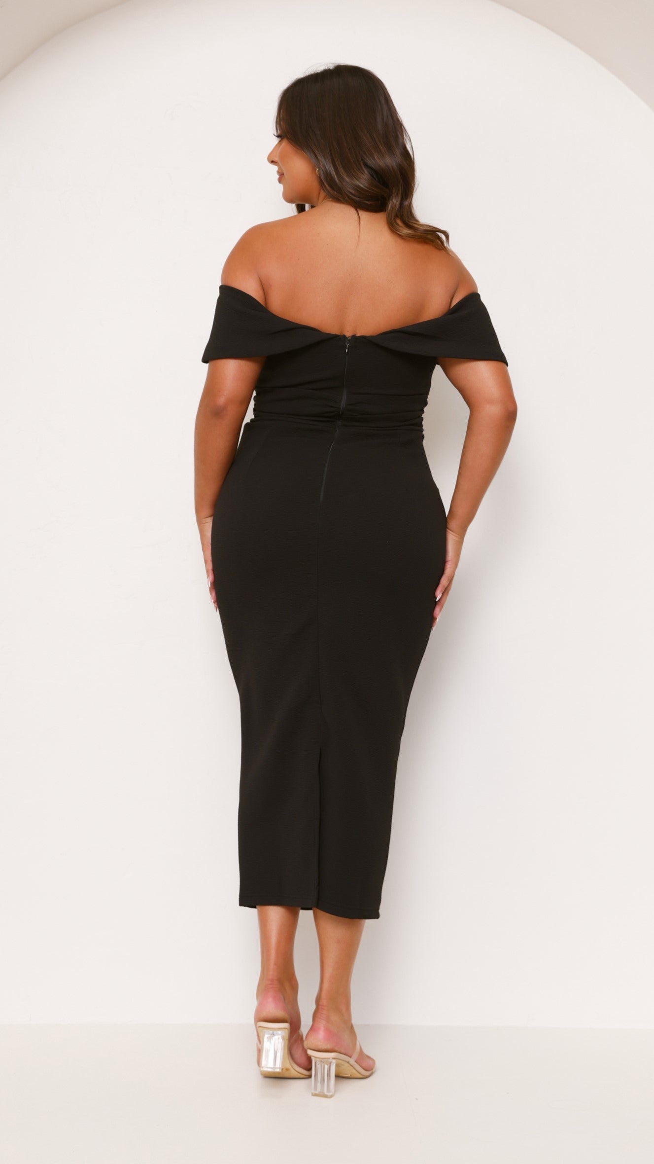 Holly Midi Dress for Women - Elegant Black Flowy Summer Dress for Casual Wear, Date Night & Office Outfits