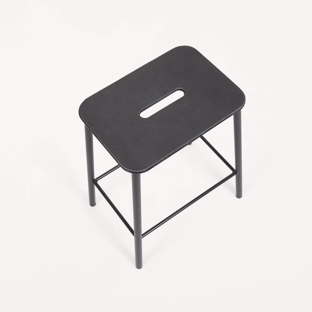 FRAMA Adam Stool - Modern Black/Anthracite Leather Bar Stool 25.6