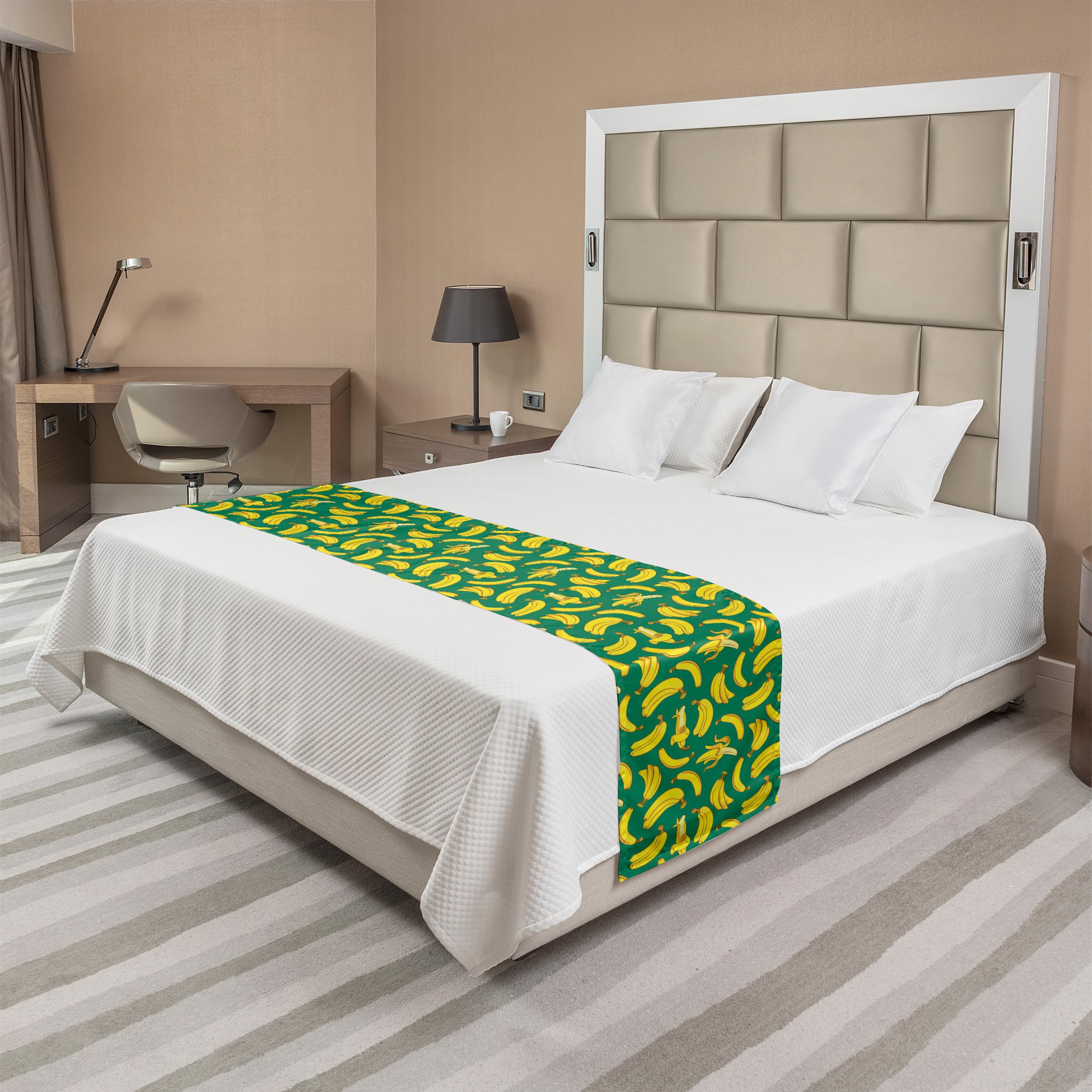 Ambesonne Banana Bed Runner - Fresh Fruit Print for Home & Hotel Decor