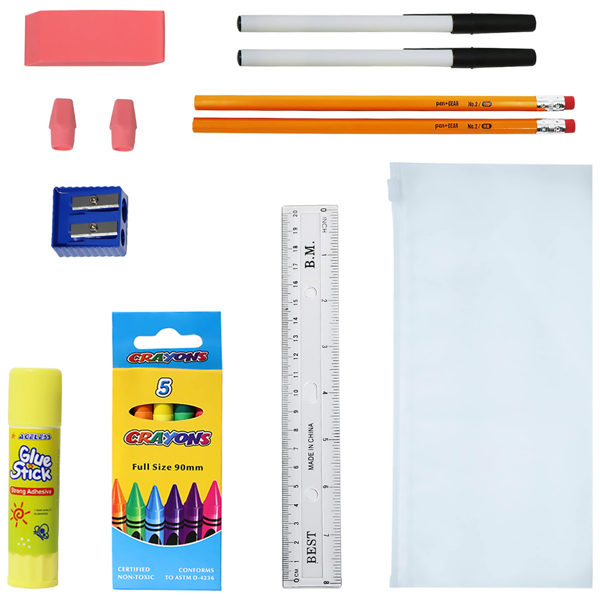 Moda West 17 Inch Bulk Backpacks with 16-Piece School Supplies Kit (Pens, Pencils, Crayons) - Case of 12 Wholesale Backpacks in 12 Colors - Perfect for Back to School, Classroom Supplies & Student Gifts