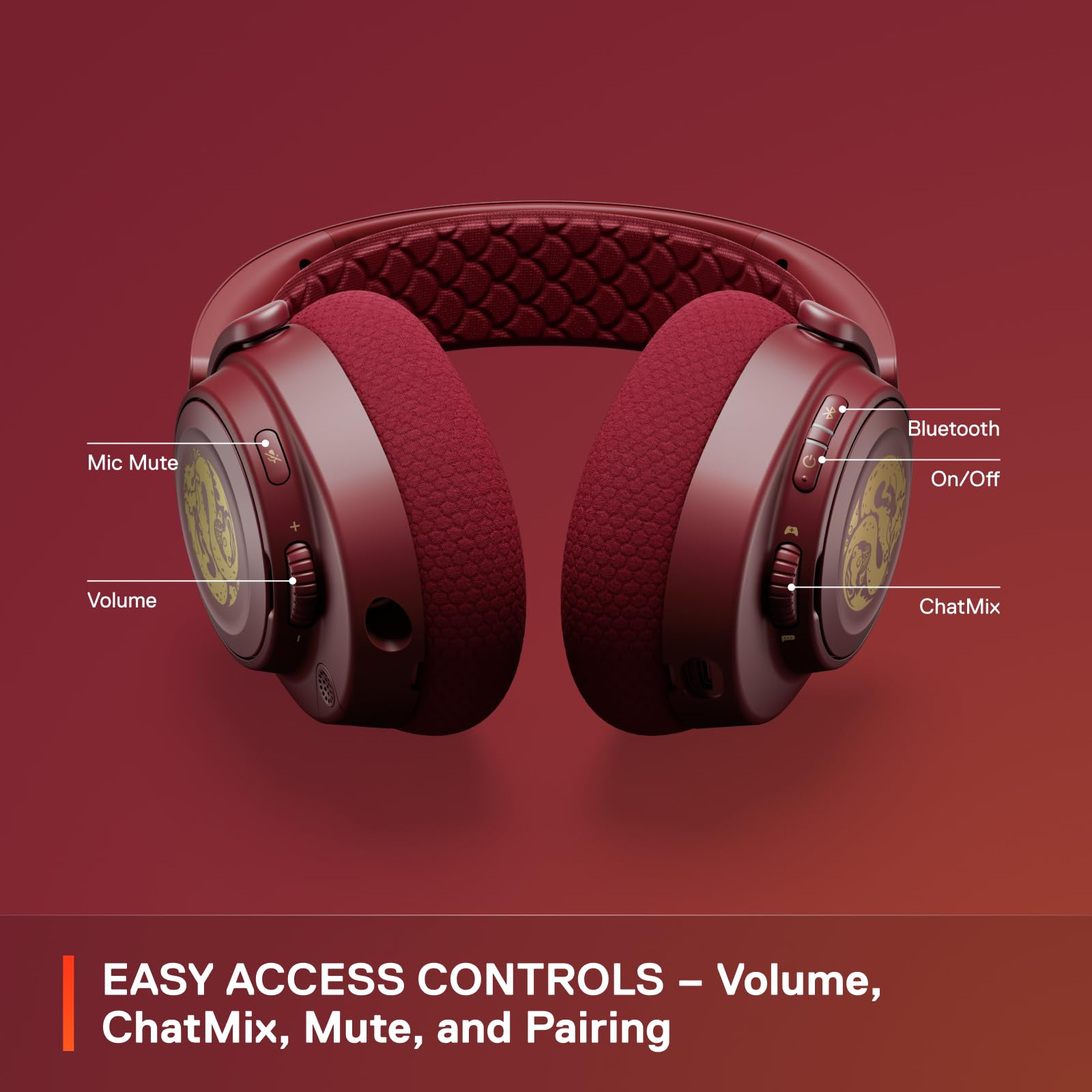 SteelSeries Arctis Nova 7 Wireless Gaming Headset - Dragon Edition with 2 Speaker Plates | Dual Wireless 2.4GHz & Bluetooth | 38-Hour Battery | Multi-Platform for PC, PS5, Mac, Switch & Mobile | Perfect for Competitive Gaming & Streaming