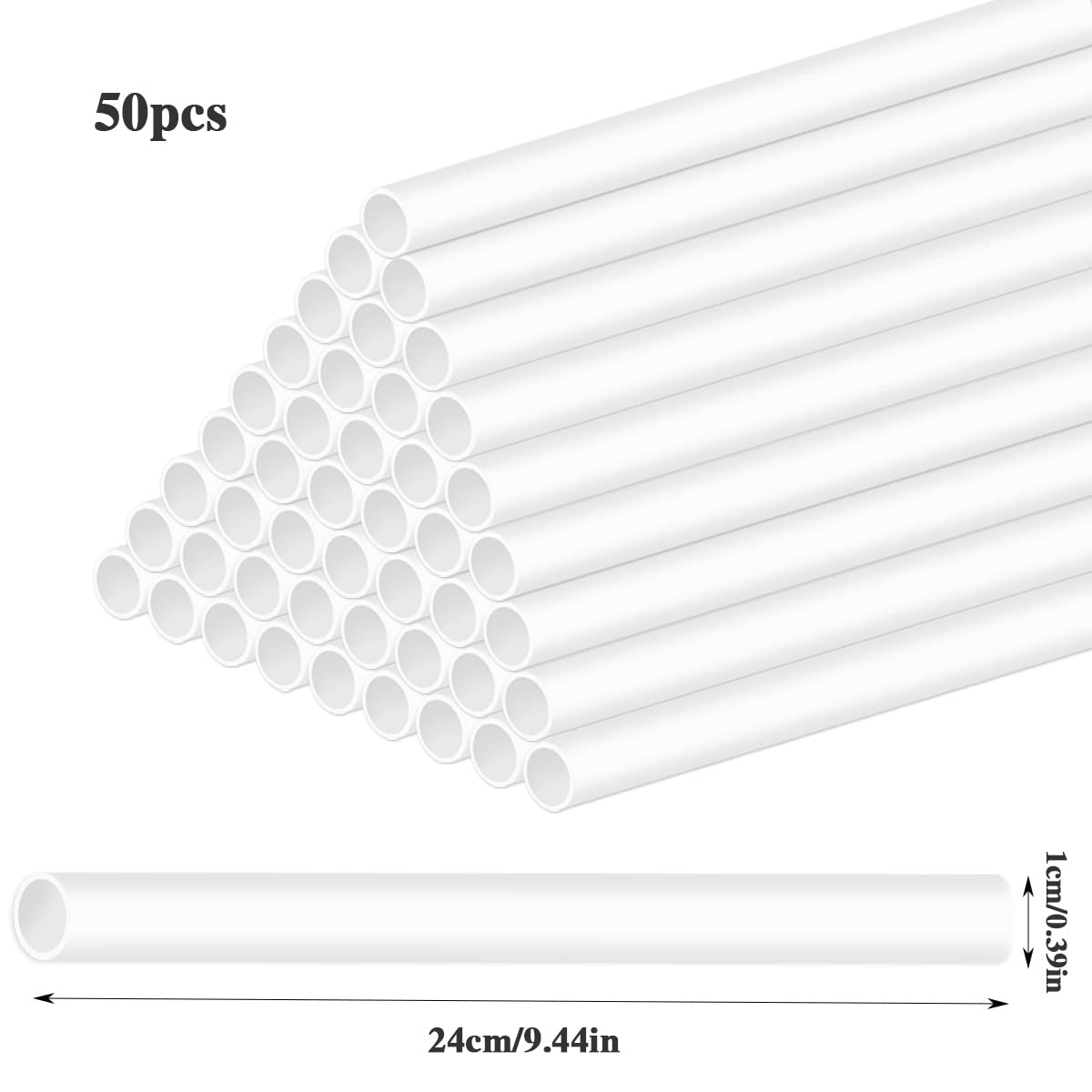 50Pcs 9.5 Inch White Plastic Cake Dowels for Tiered Wedding Cakes - Sturdy Cake Supports for Stacking and Supporting | Perfect for Wedding Cakes, Birthday Cakes and Multi-Tier Cake Decorations