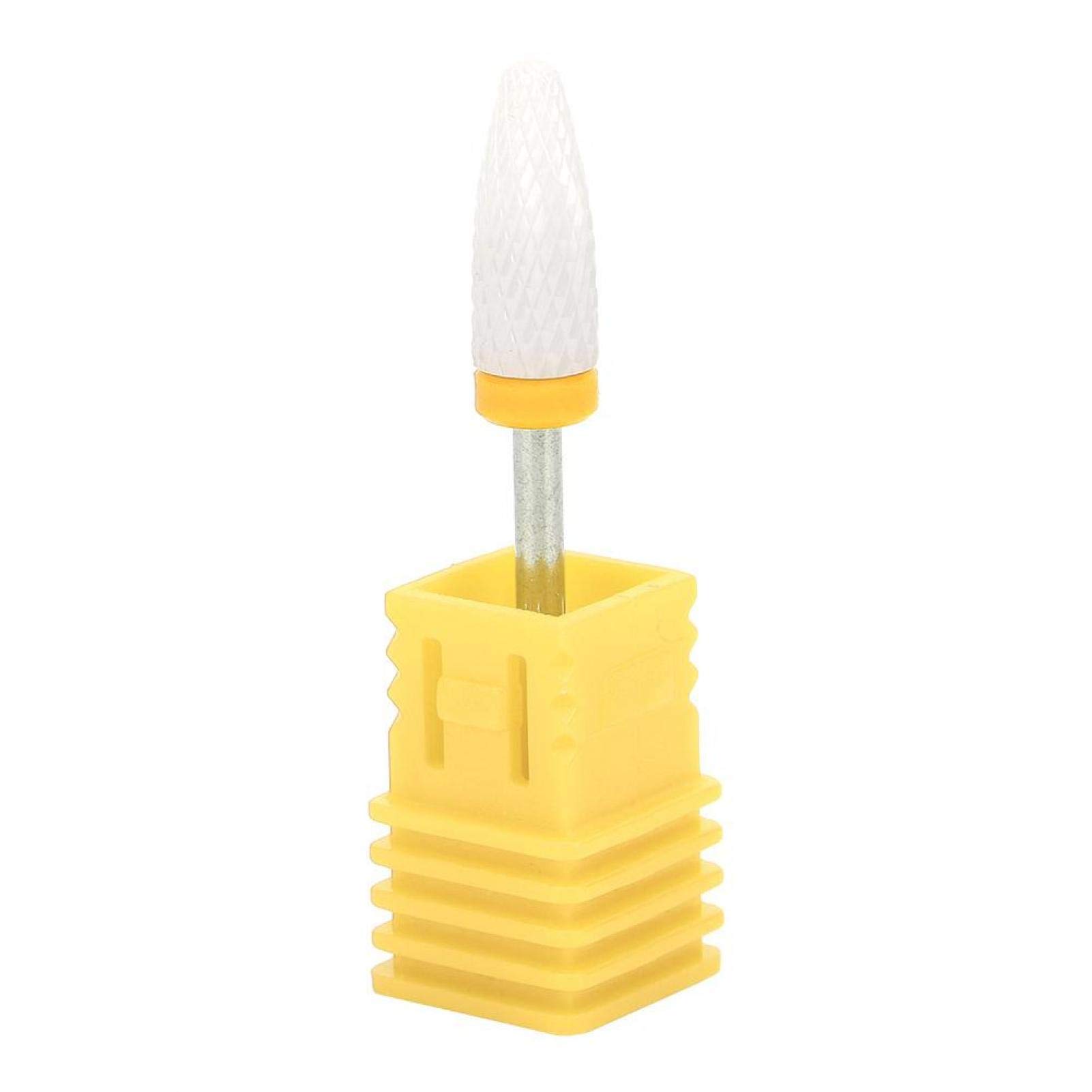 Jeanoko Corn-Head-Shaped Nail Drill Bits for Electric Grinding Machines - Lightweight Ceramic Grinding Head Accessories (XF Extra Fine Yellow Box) - Perfect for Professional Nail Salons & At-Home Manicures