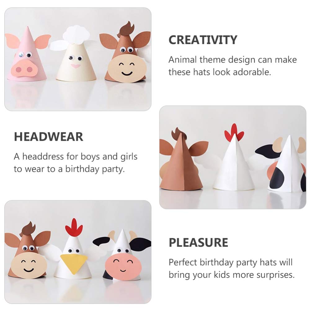 ABOOFAN 5 Pack Baby Birthday Party Hats - Cute Animal Cartoon Design Glitter Paper Hats for Kids Birthday, New Year & Shower Celebrations - Perfect for 1st Birthday, Photo Props & Themed Parties