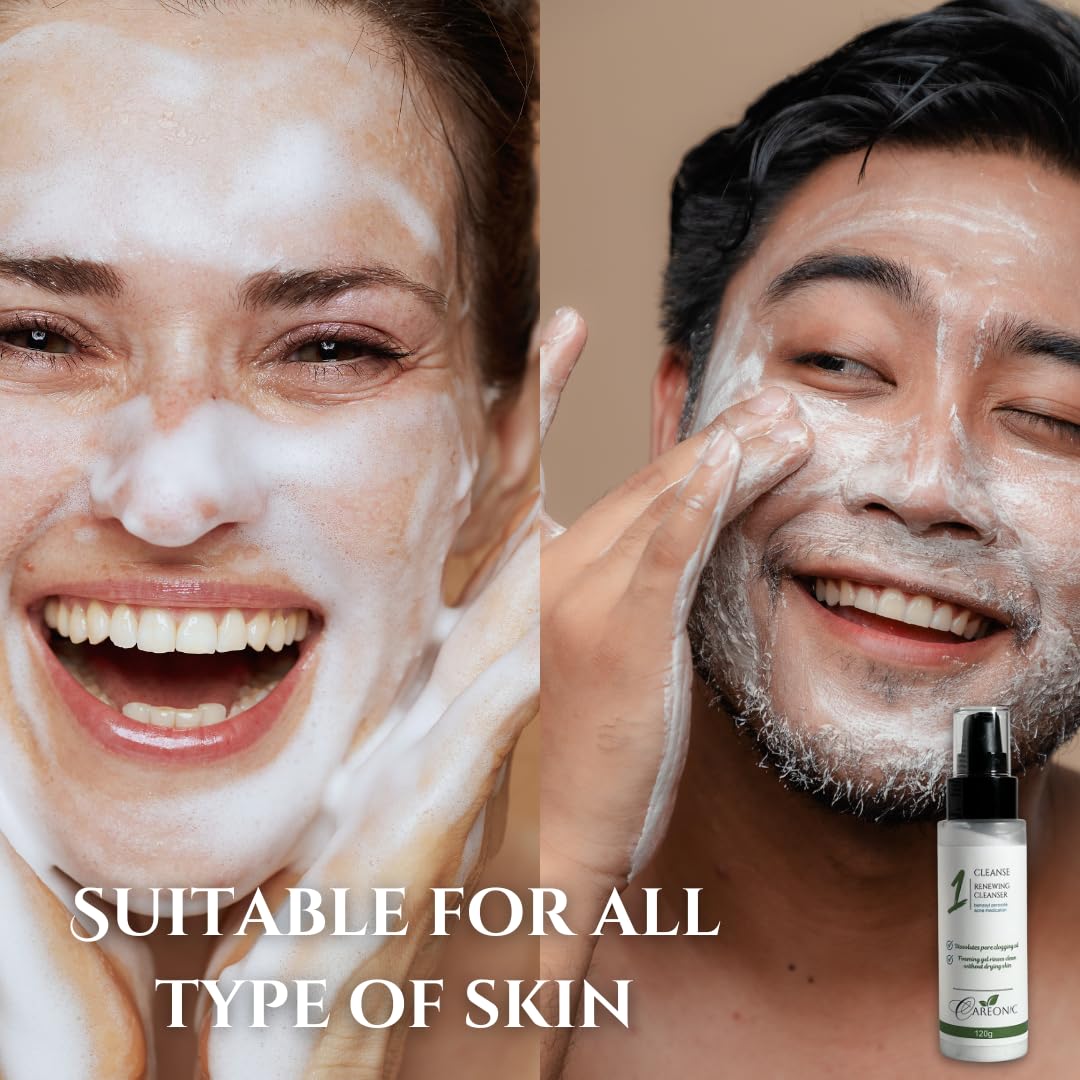 Acne Fighting Benzoyl Peroxide Face Wash with Hyaluronic Acid & Exfoliating Beads - Purifying Foaming Cleanser for Oily & Acne-Prone Skin (120g) | Daily Deep Cleansing & Makeup Removal for Clear, Renewed Skin