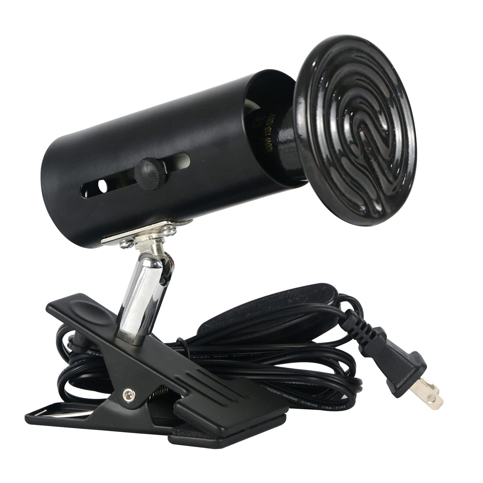 COOSPIDER 100W Ceramic Heat Emitter Reptile Heat Lamp - 360° Rotatable Clip Stand, Adjustable Bracket, No Light Brooder Coop Heater for Turtles, Snakes, Chickens & Lizards | Perfect for Terrariums, Vivariums & Reptile Habitats