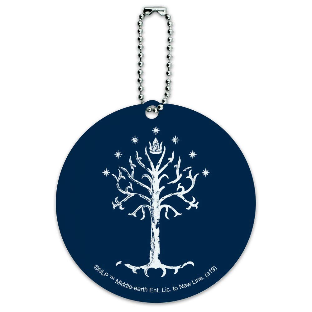 The Lord of The Rings Tree of Gondor Round Luggage ID Tag - Personalized Suitcase Name Tag for Carry-On Bags - Perfect for Travel, Business Trips & Vacation Identification