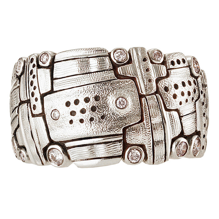 Alex Sepkus Hill of Crosses Dome Ring - 925 Sterling Silver Religious Jewelry for Women - Perfect for Church, Weddings & Special Occasions
