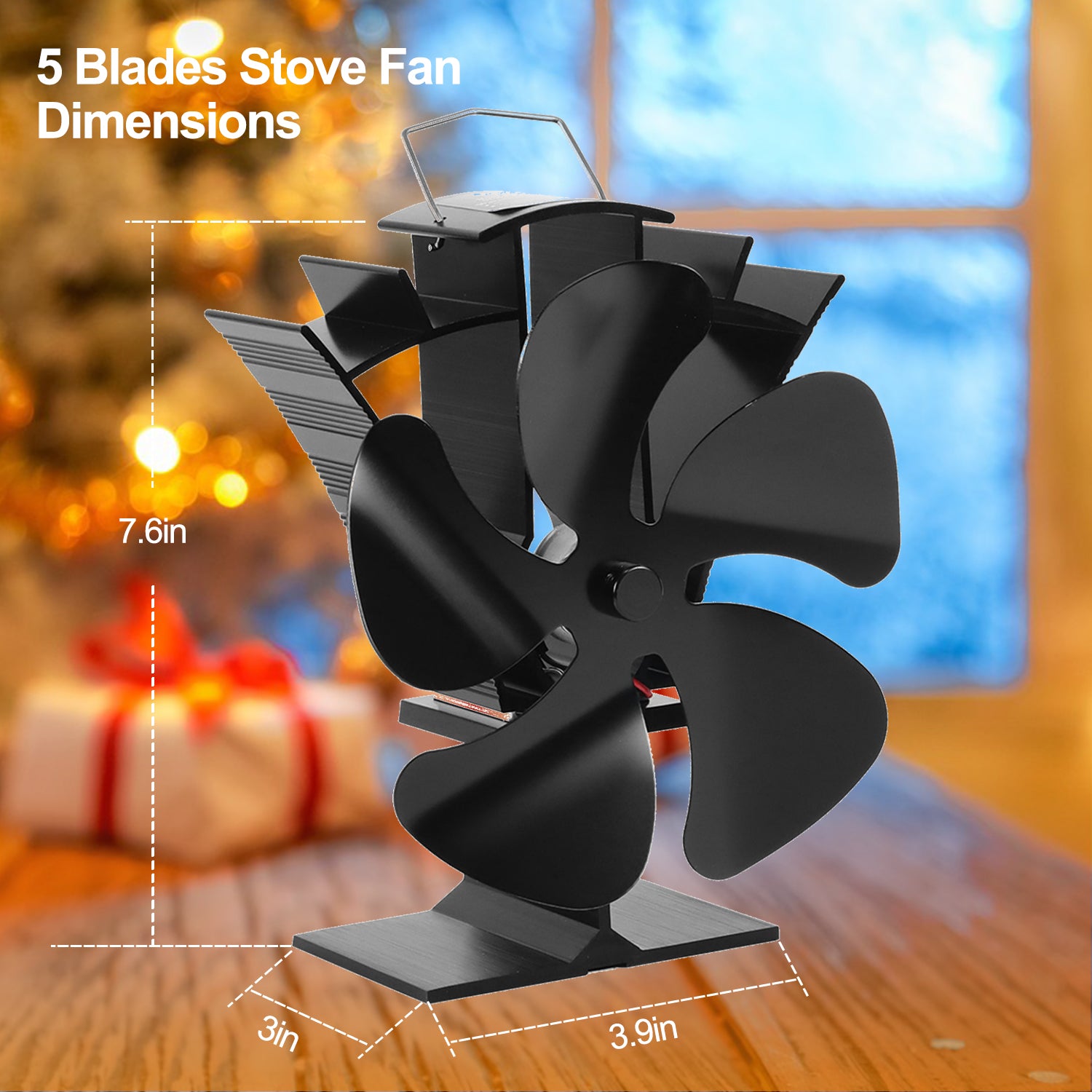Eco-Friendly 5-Blade Heat Powered Wood Stove Fan for Heat Buddy & Log Burner - Efficient Heating for Cabins, Camping & Off-Grid Living