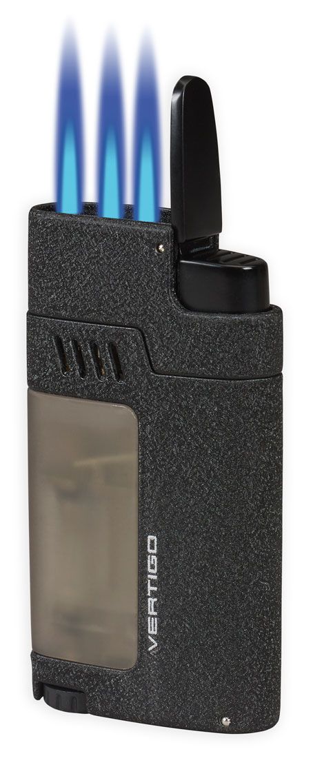 Vertigo Gauntlet Triple Jet Flame Torch Lighter - Matte Black Finish | Windproof Butane Lighter for Cigars, Camping & Outdoor Use