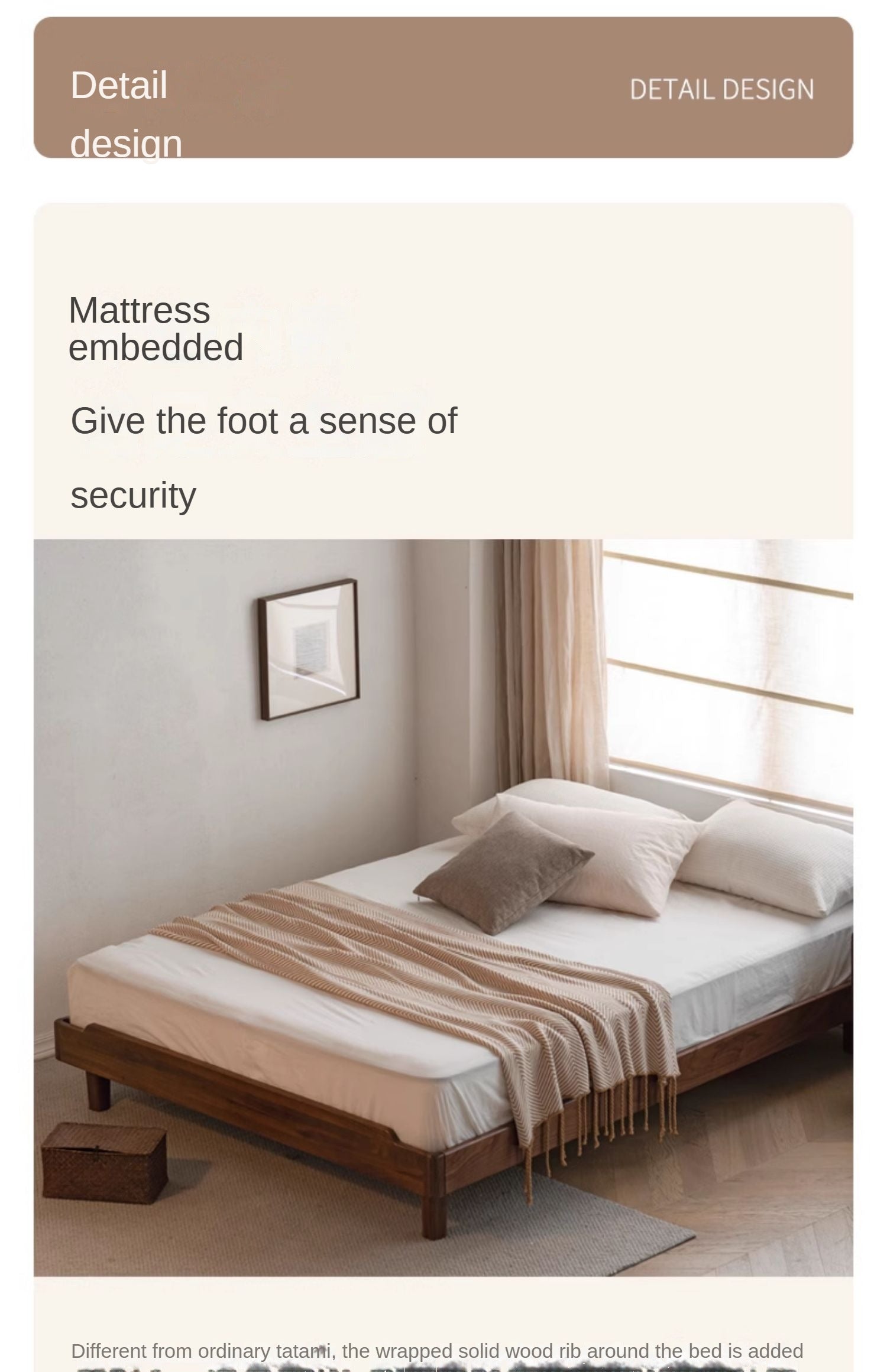 Solid Wood Platform Bed in Black Walnut & Ash - Headboard-Free Modern Bed Frame for Bedroom, Guest Room, or Dorm