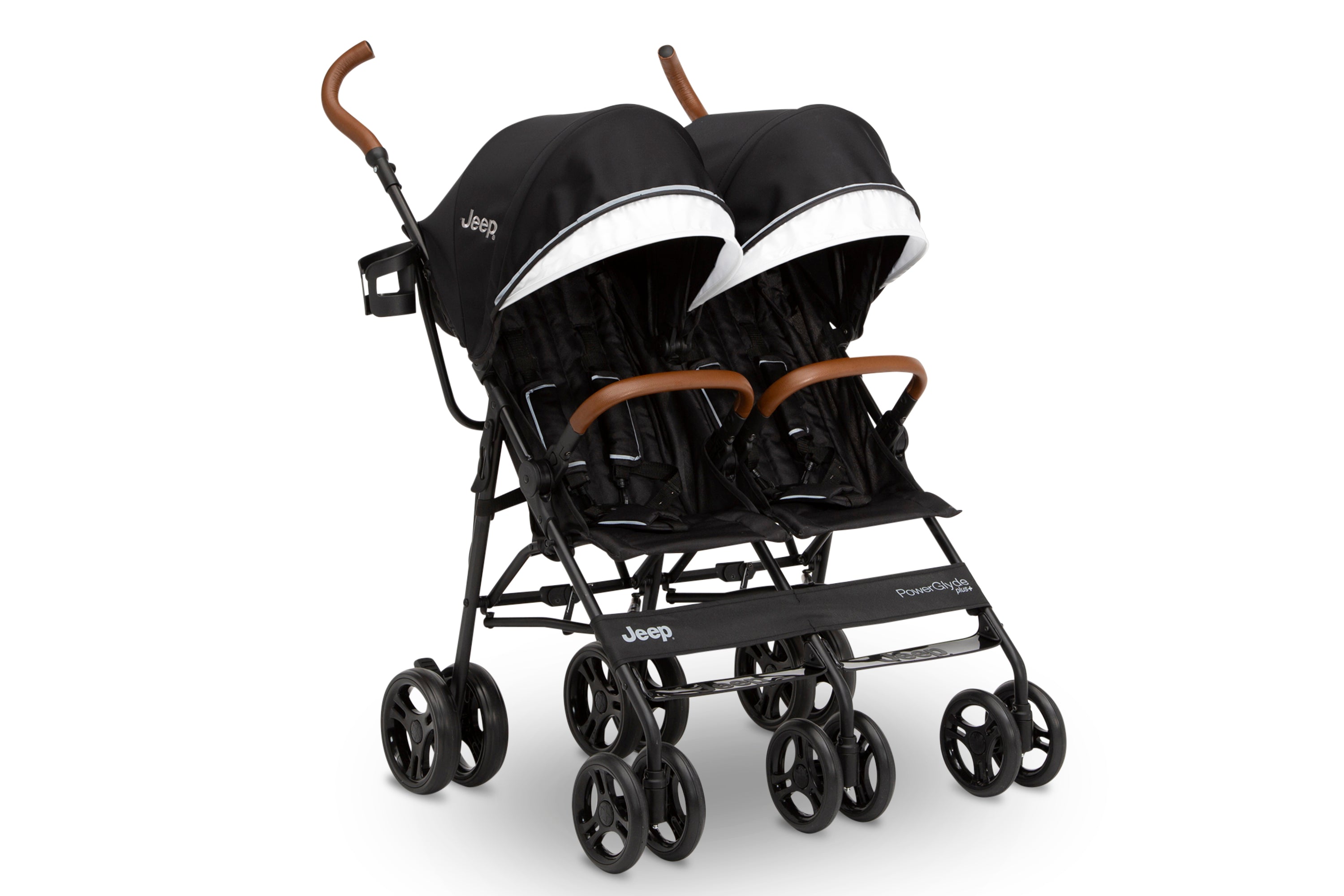 PowerGlyde Plus Side by Side Double Stroller - Lightweight Compact Baby Stroller for Twins & Toddlers - Perfect for Shopping, Travel & Outdoor Adventures
