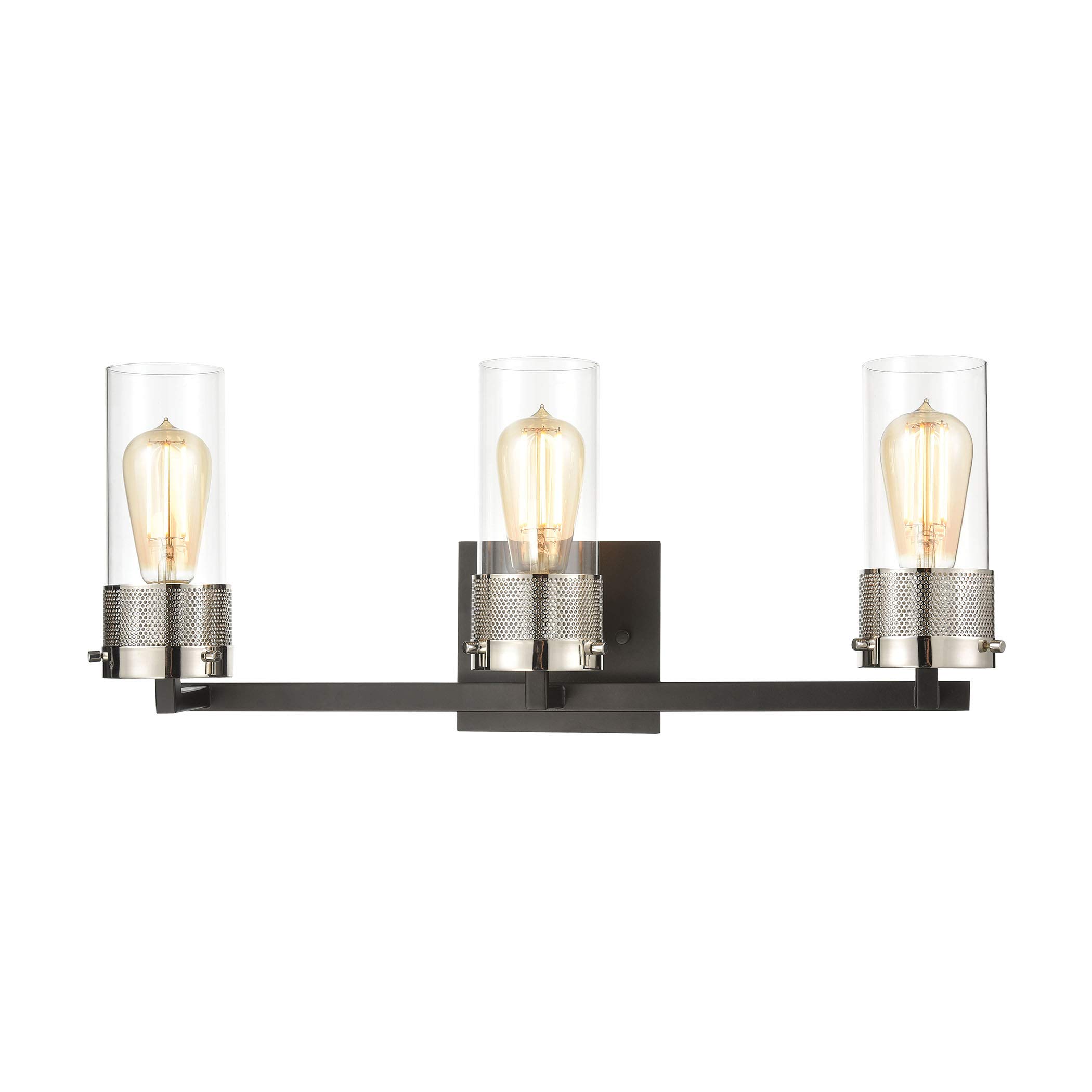 Bergenline 3-Light Matte Black Bathroom Vanity Light with Clear Glass Shades - Perfect for Modern Bathroom, Powder Room & Dressing Room Lighting