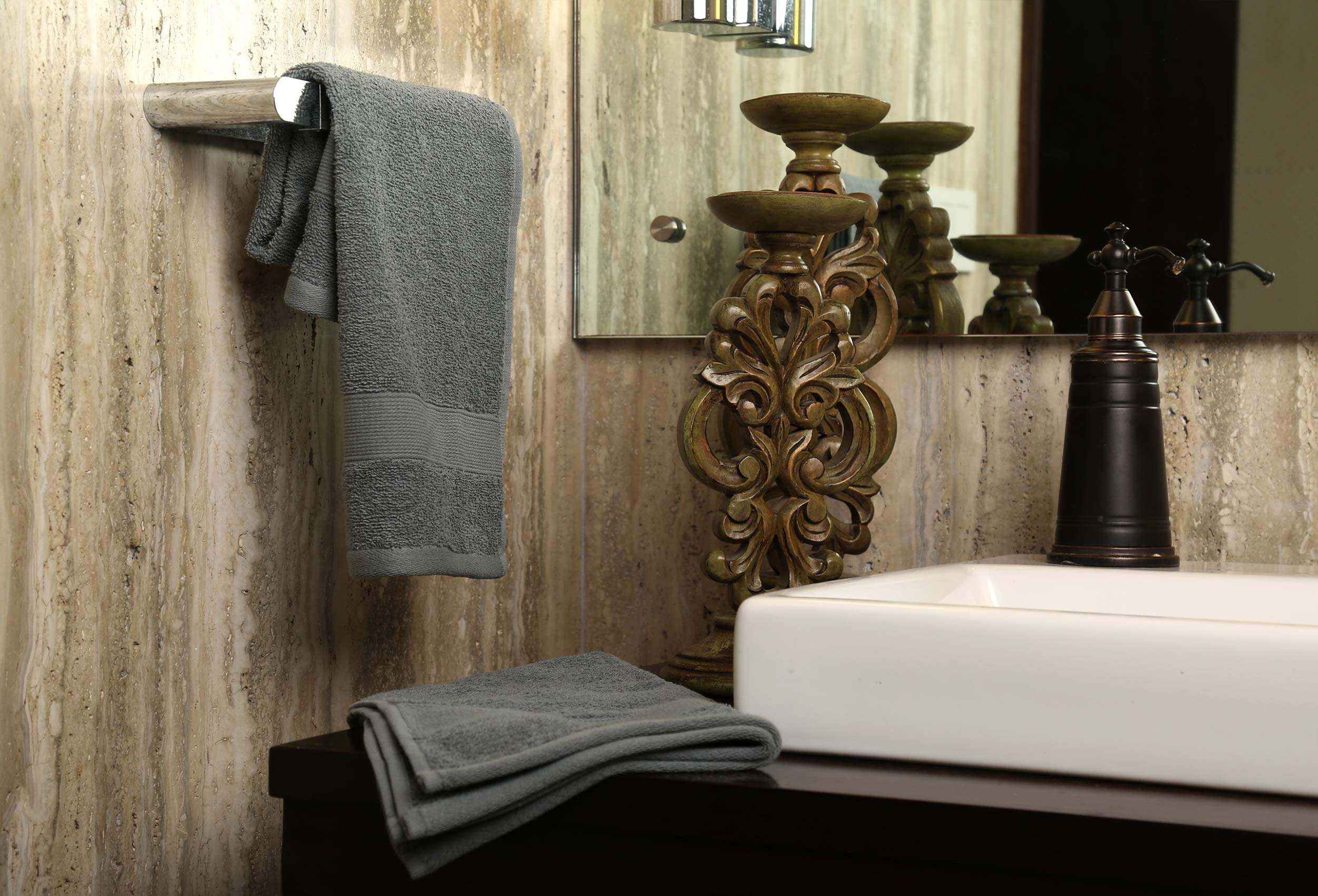 RAJRANG Premium Cotton Hand Towels for Bathroom - Ultra Absorbent, Soft & Lightweight (Set of 2, 28x16 Inches, Grey) - Perfect for Guest Bathrooms, Spa Days & Luxury Home Decor