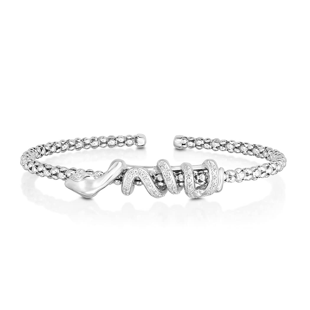 925 Sterling Silver Sparkle Cut Textured Cuff Stackable Bangle Bracelet for Women - Elegant Jewelry Gift for Her, Perfect for Everyday Wear, Parties & Special Occasions